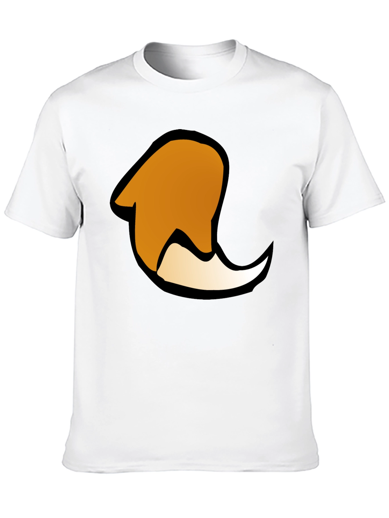 Cartoon Fox Tail Graphic Print Black T-Shirt