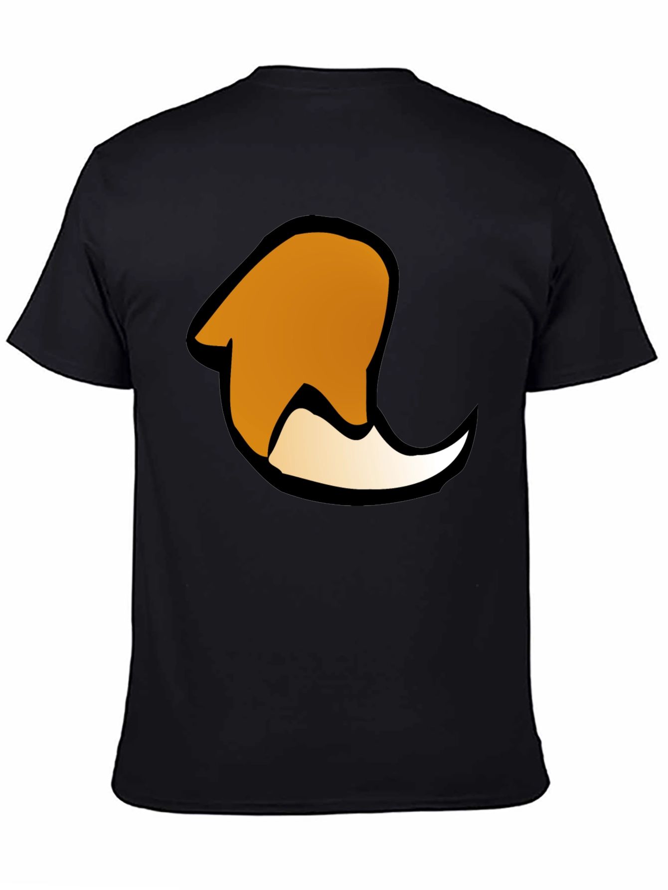 Cartoon Fox Tail Graphic Print Black T-Shirt
