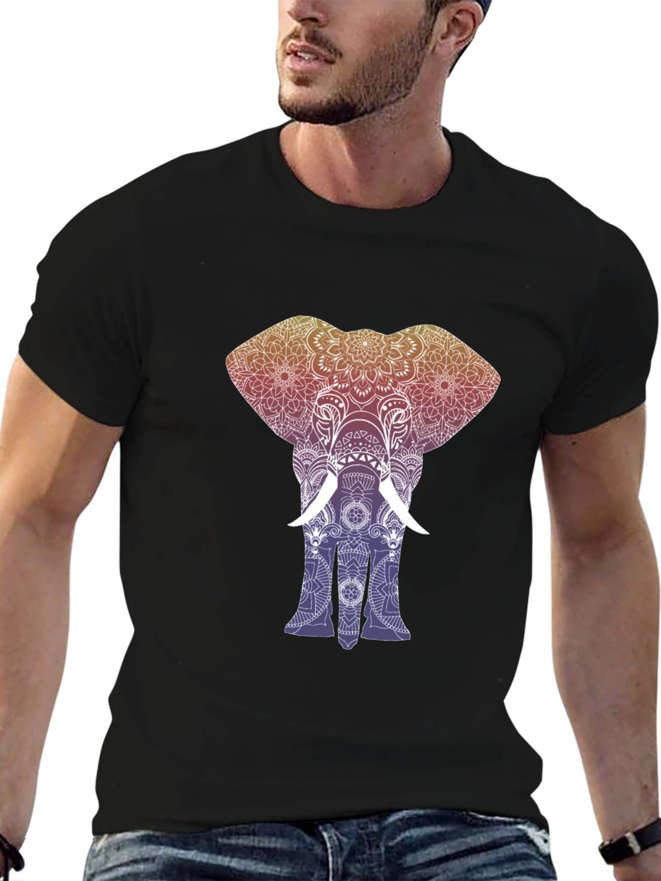 Elephant Mandala Graphic Tee - Stylish Mens T-Shirt