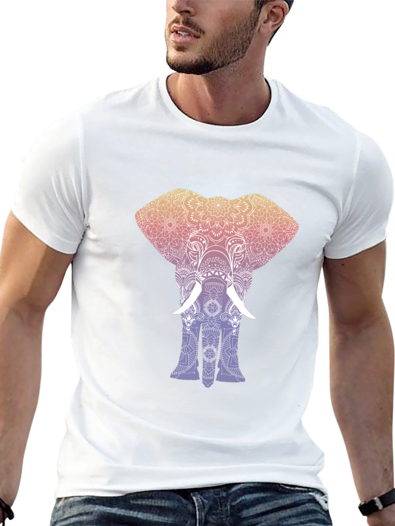 Elephant Mandala Graphic Tee - Stylish Mens T-Shirt