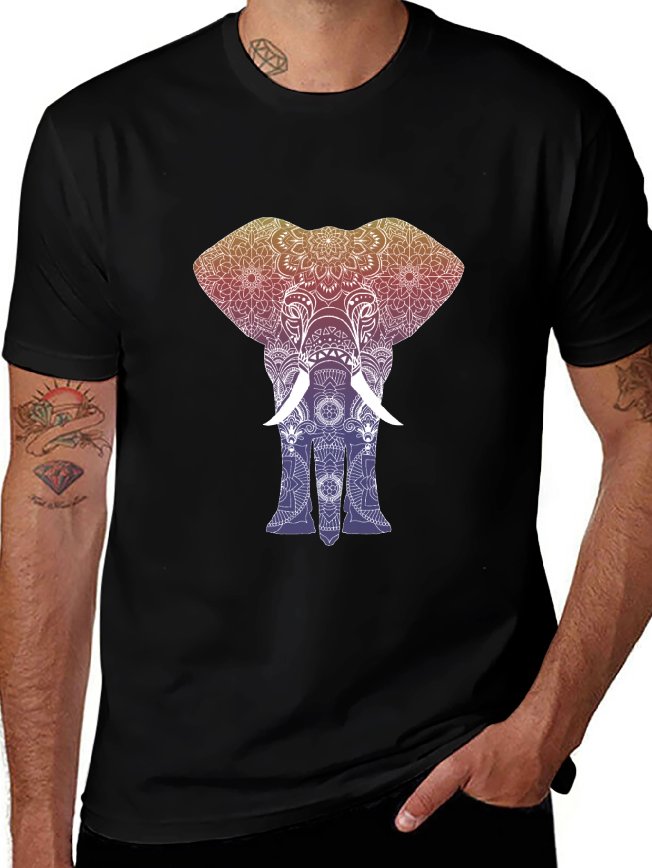 Elephant Mandala Graphic Tee - Stylish Mens T-Shirt