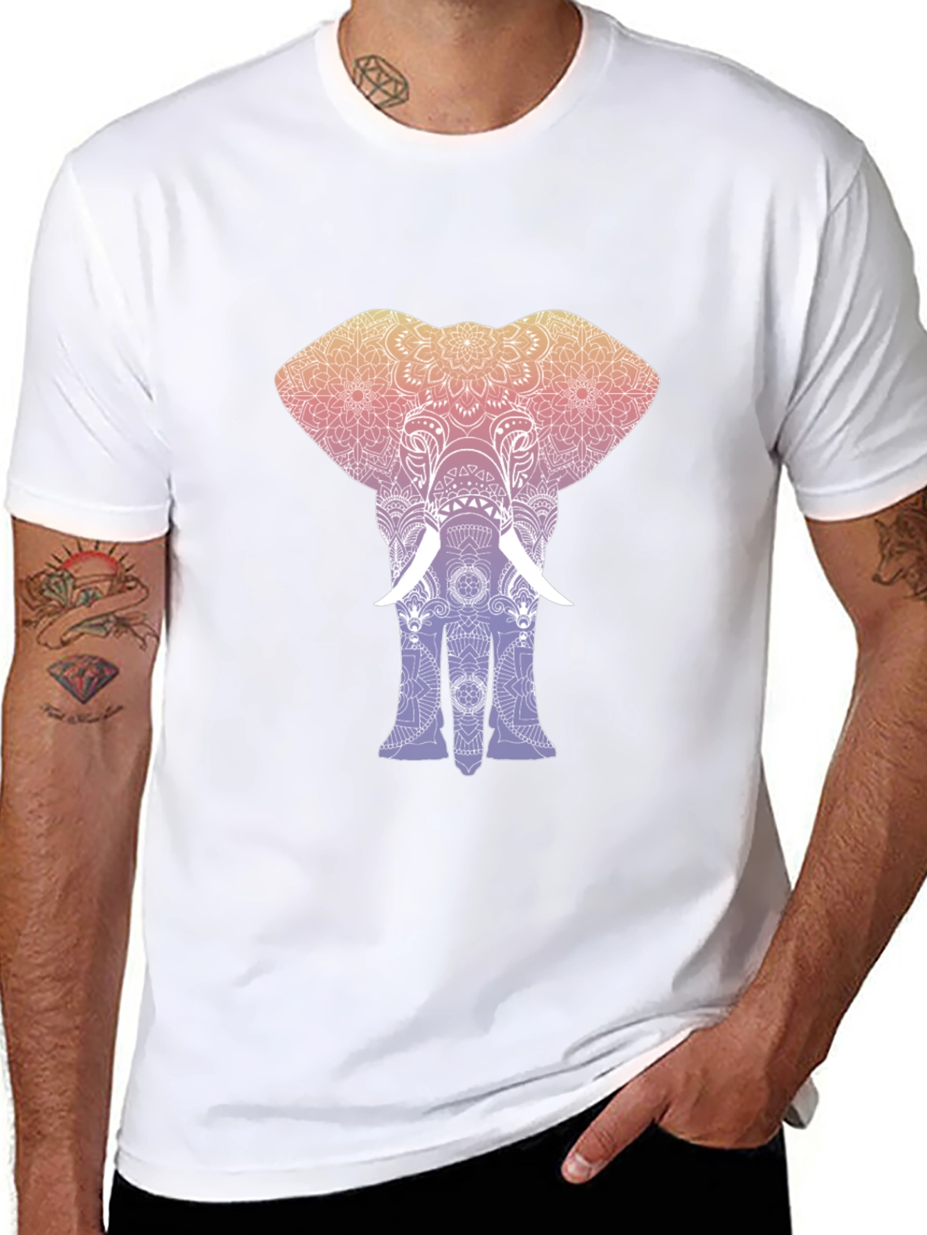 Elephant Mandala Graphic Tee - Stylish Mens T-Shirt