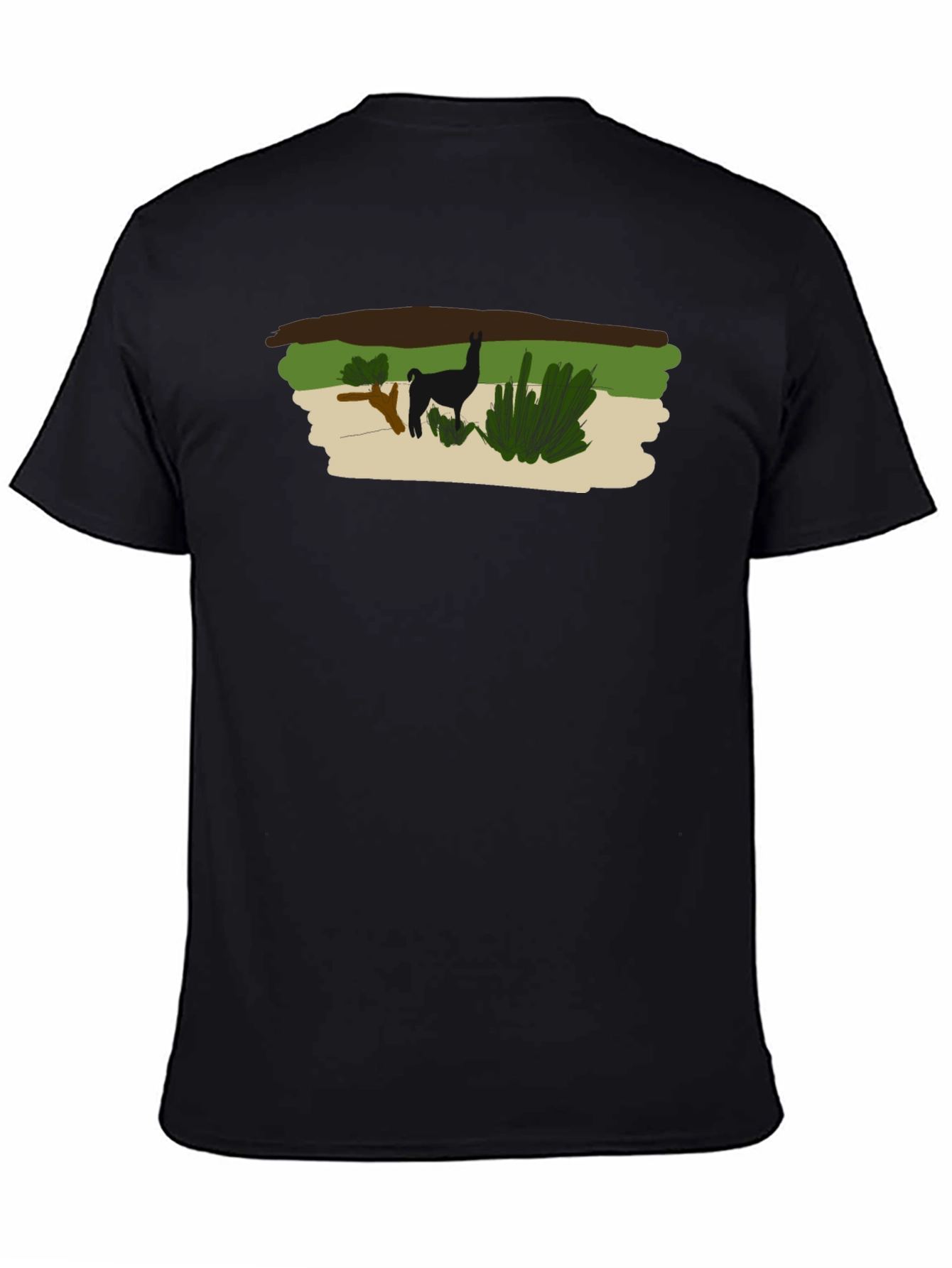 Llama Graphic Print Black T-Shirt