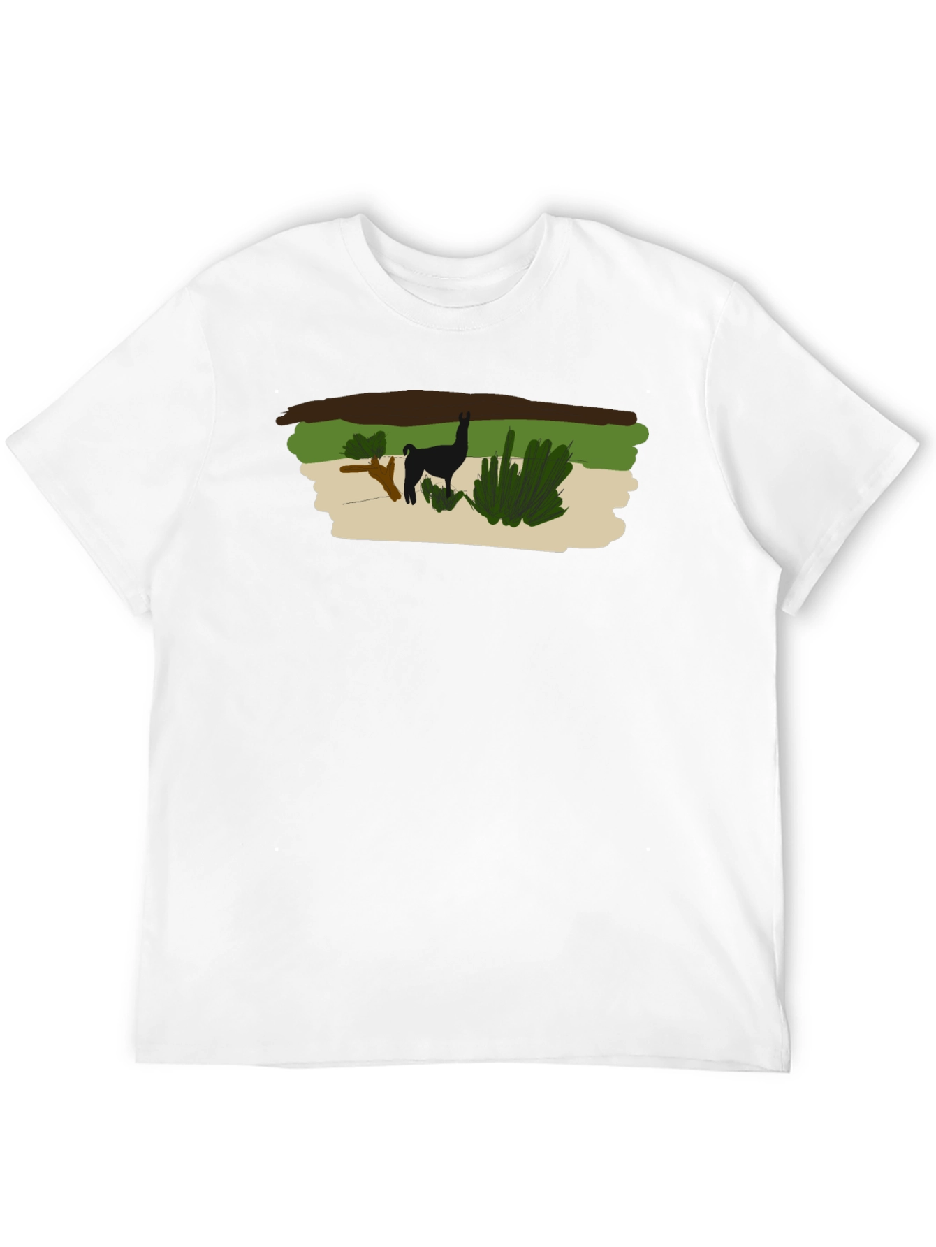 Llama Graphic Print Black T-Shirt