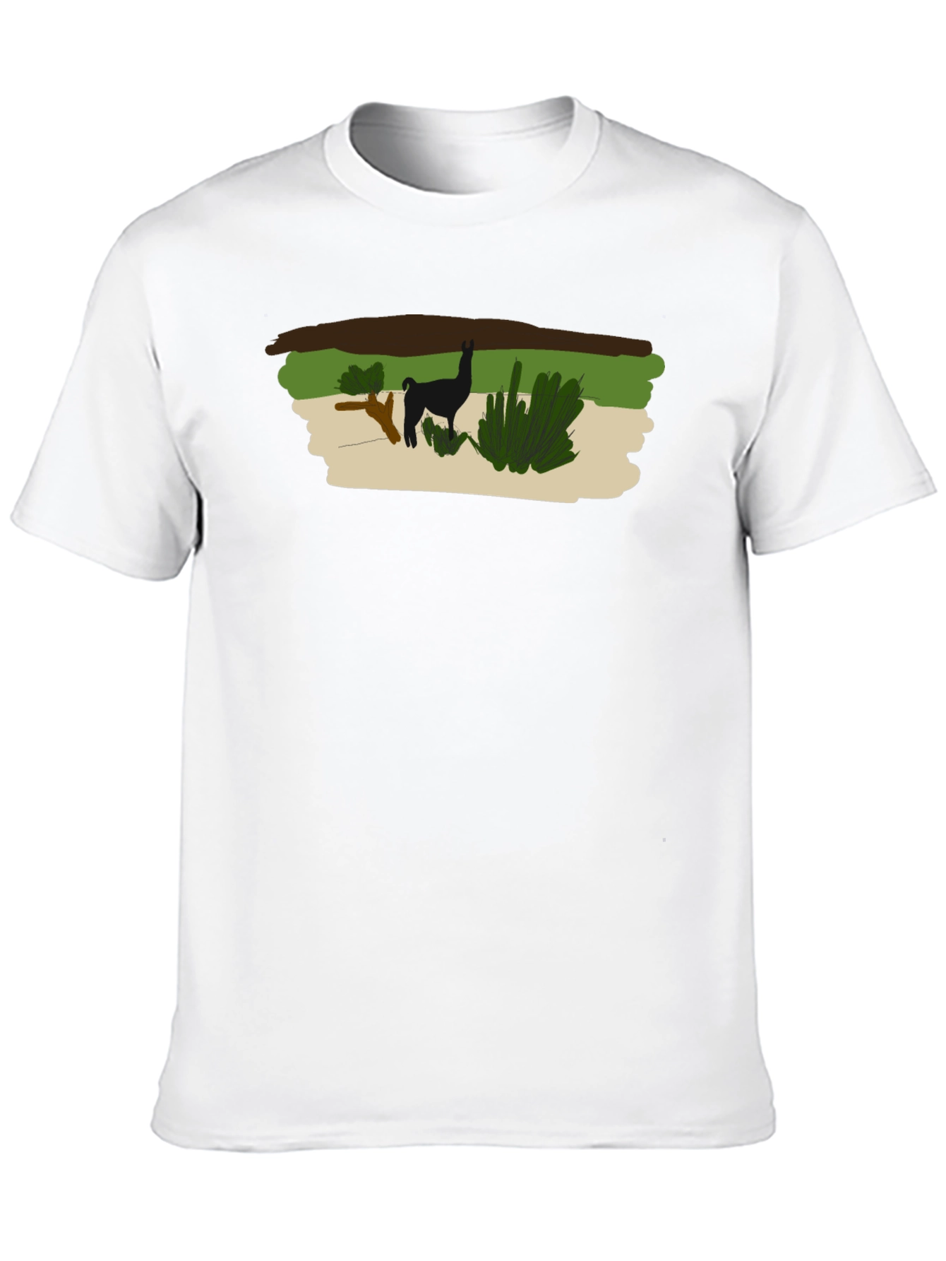 Llama Graphic Print Black T-Shirt