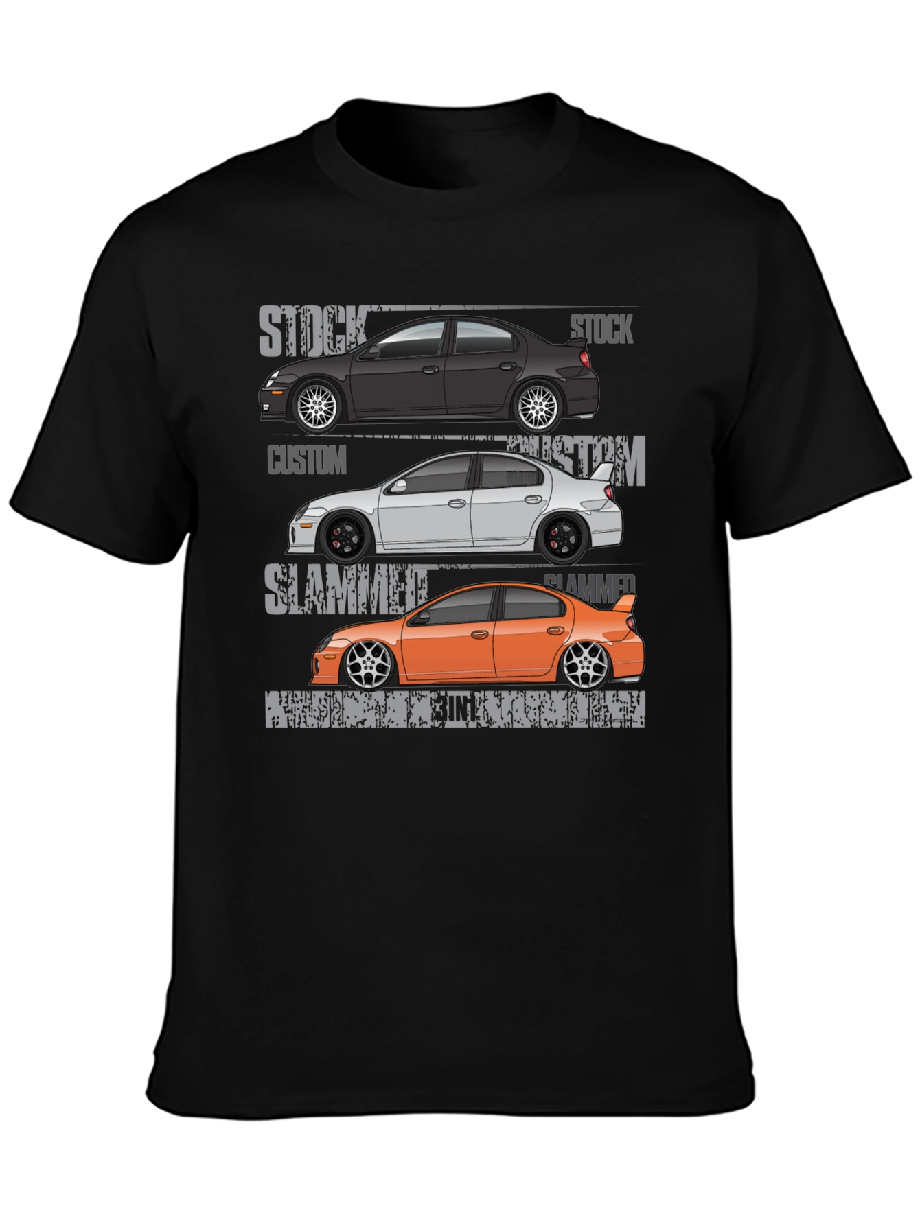 Car Enthusiast T-Shirt: Stock Custom Slammed