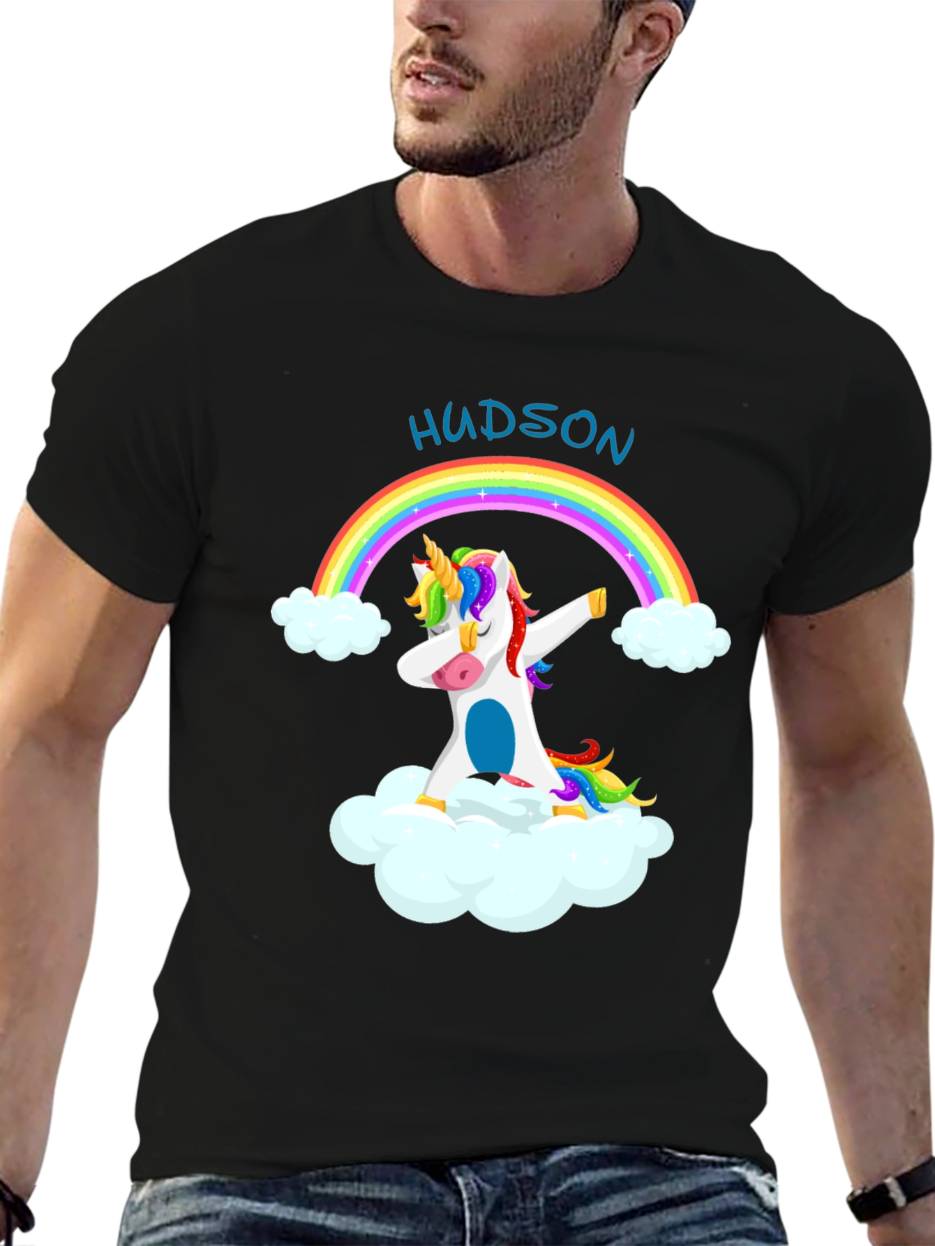 Custom Hudson Unicorn Rainbow T-Shirt