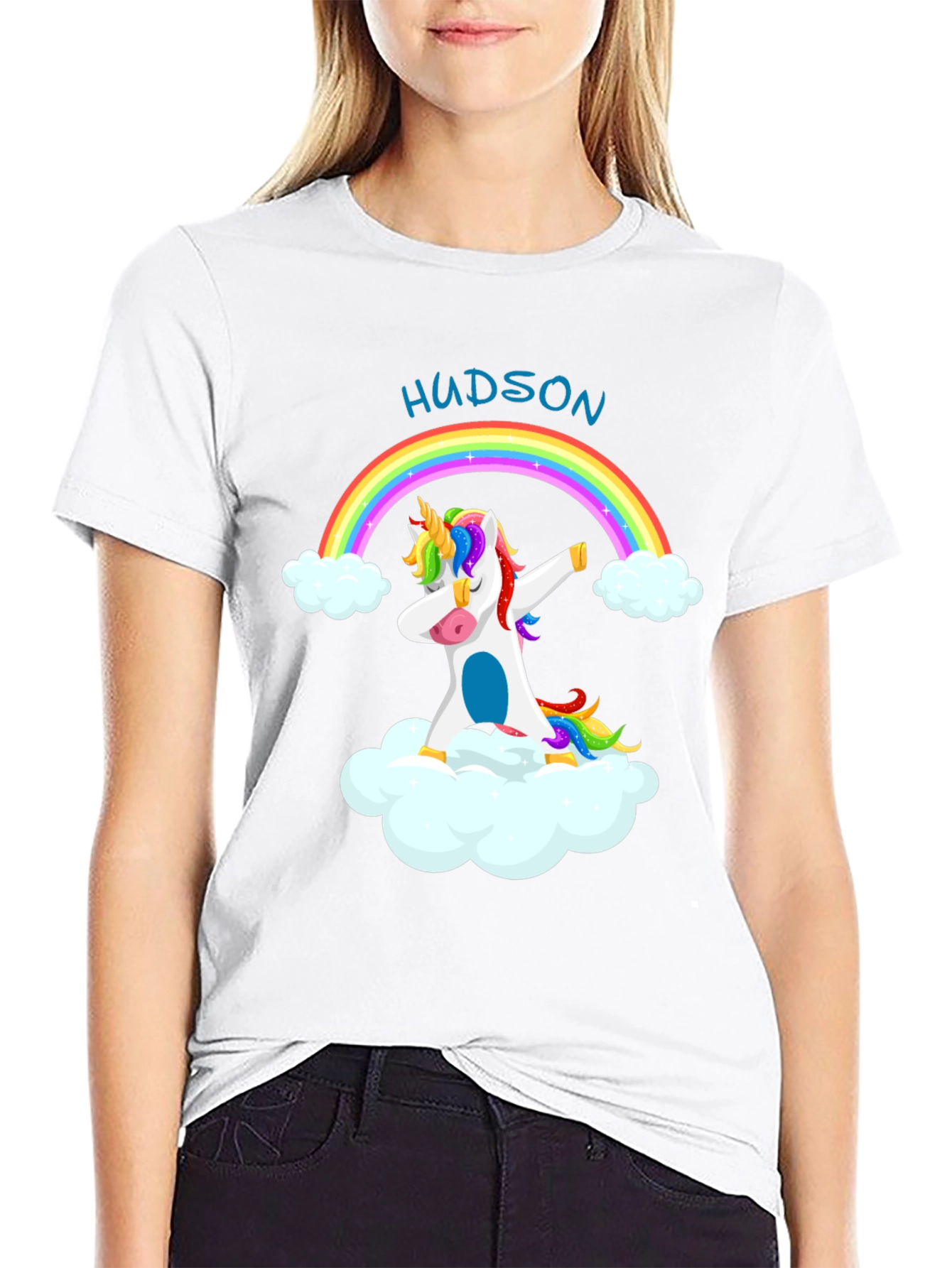 Custom Hudson Unicorn Rainbow T-Shirt
