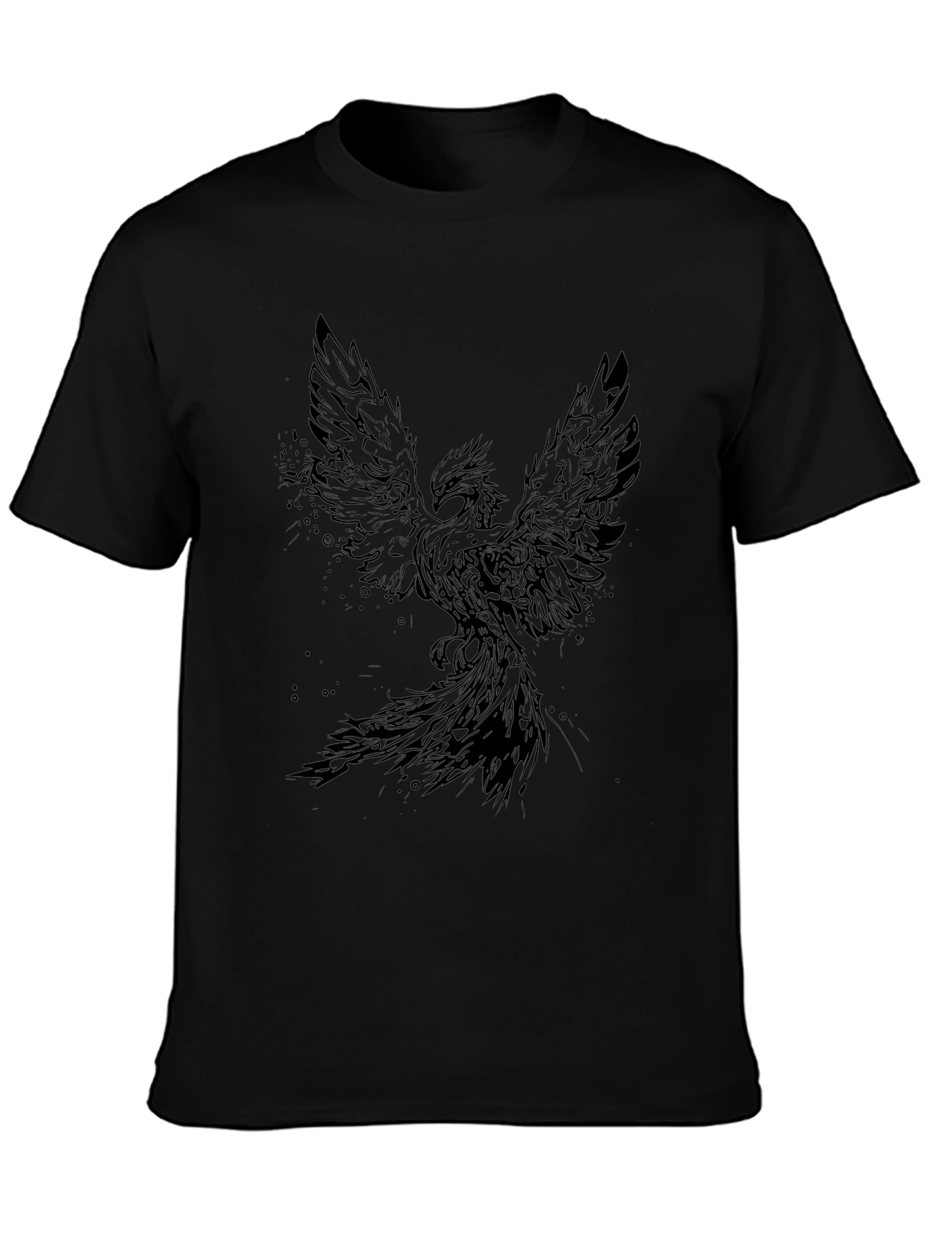 Phoenix Graphic Print T-Shirt - Black Cotton Tee