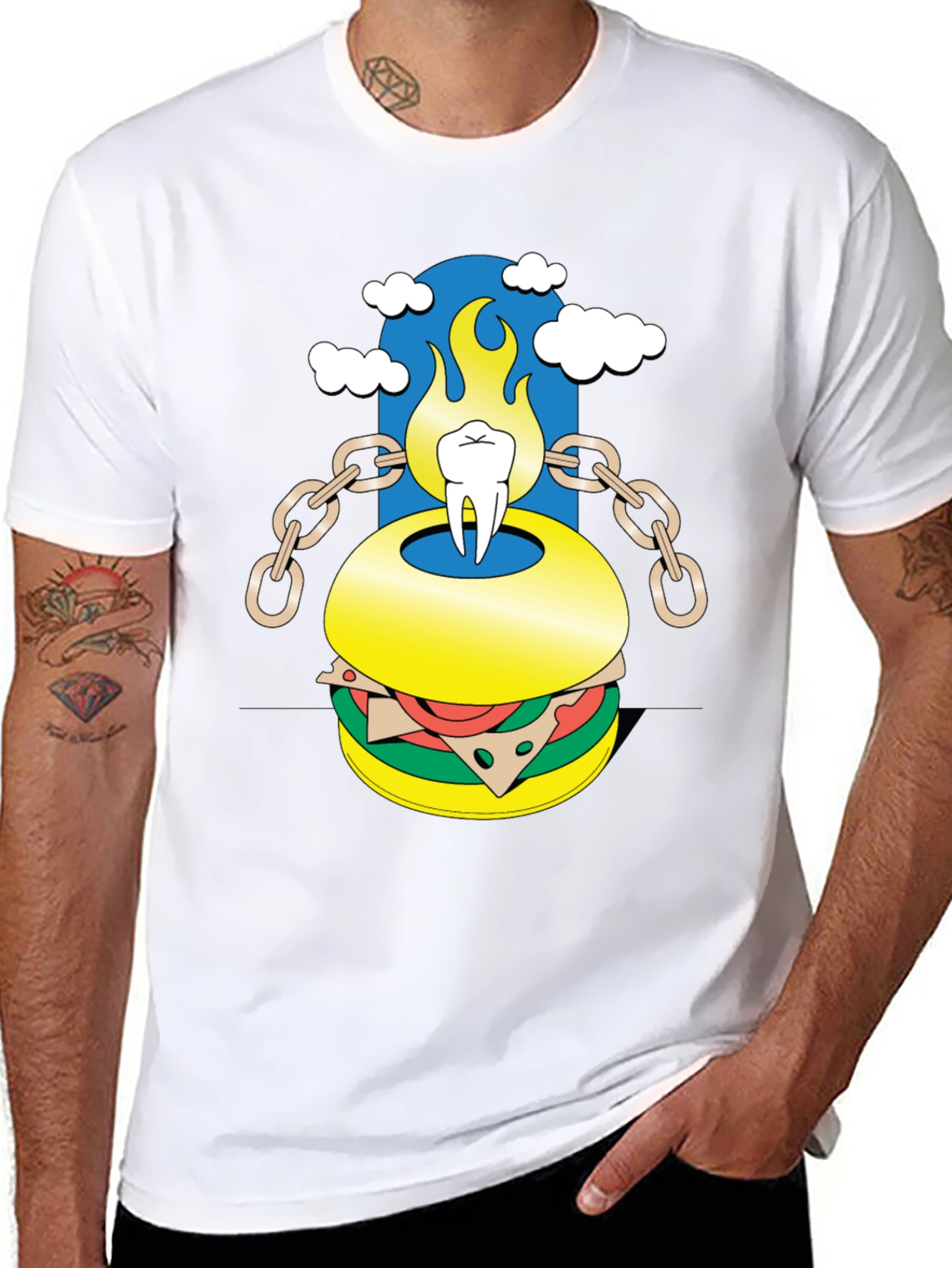 Burger Tooth Graphic Tee - Unique Design