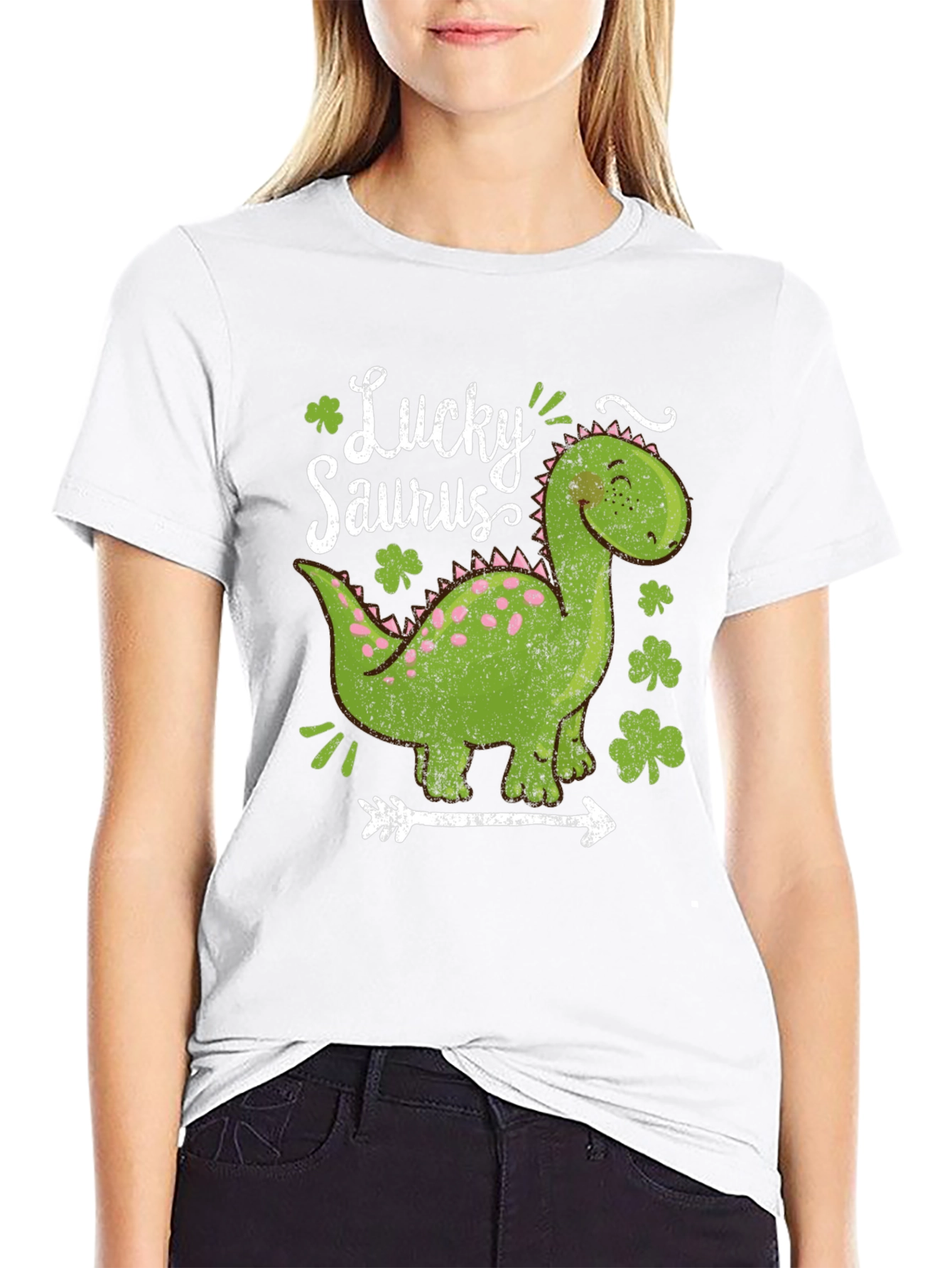 Lucky Saurus T-Shirt - St. Patricks Day Dinosaur Tee
