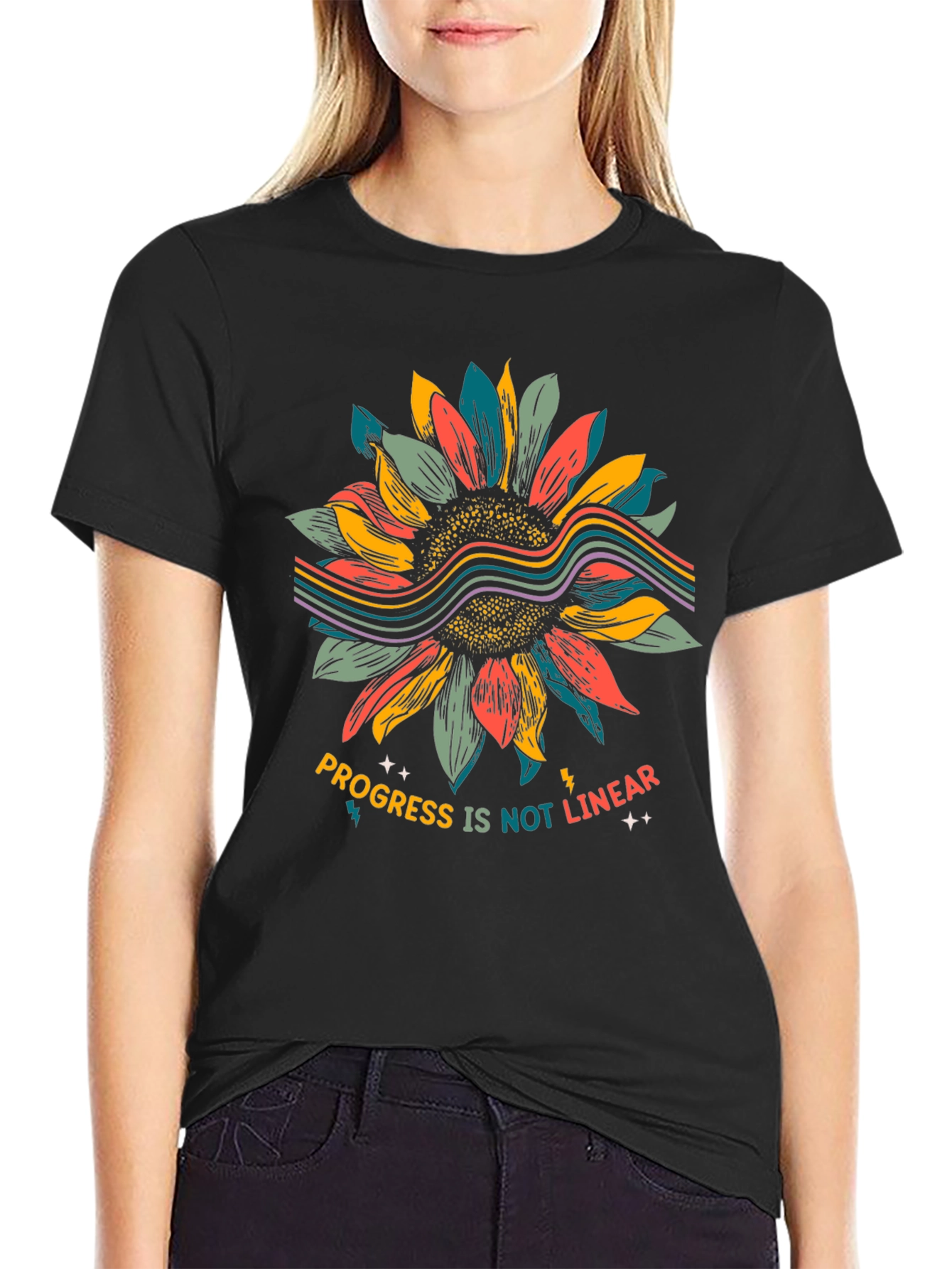 Progress Not Linear Sunflower Graphic Tee