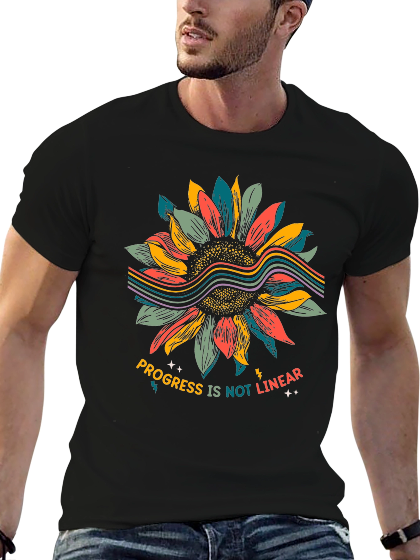 Progress Not Linear Sunflower Graphic Tee