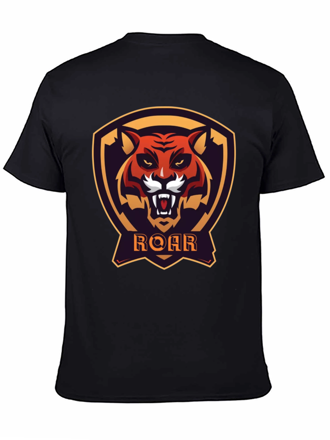 Roar Tiger Graphic Tee - Black Cotton T-Shirt