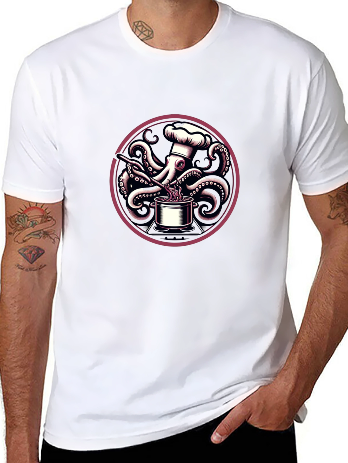 Chef Octopus Graphic T-Shirt - Unique Design