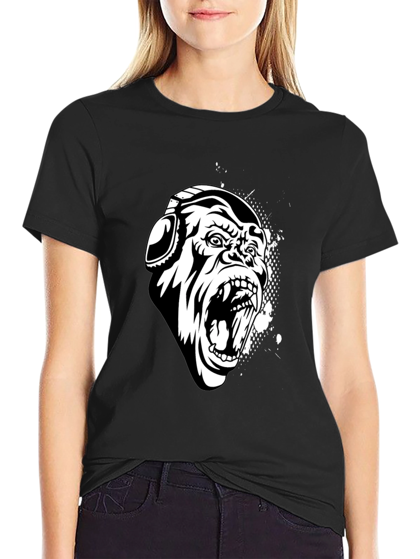 Black Gorilla Graphic Tee with Headphones
