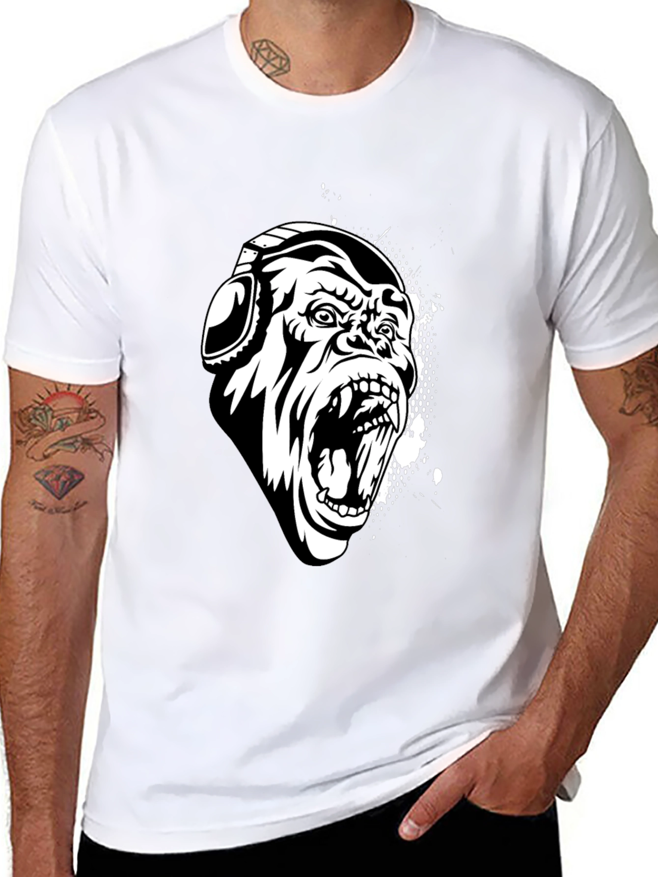 Black Gorilla Graphic Tee with Headphones