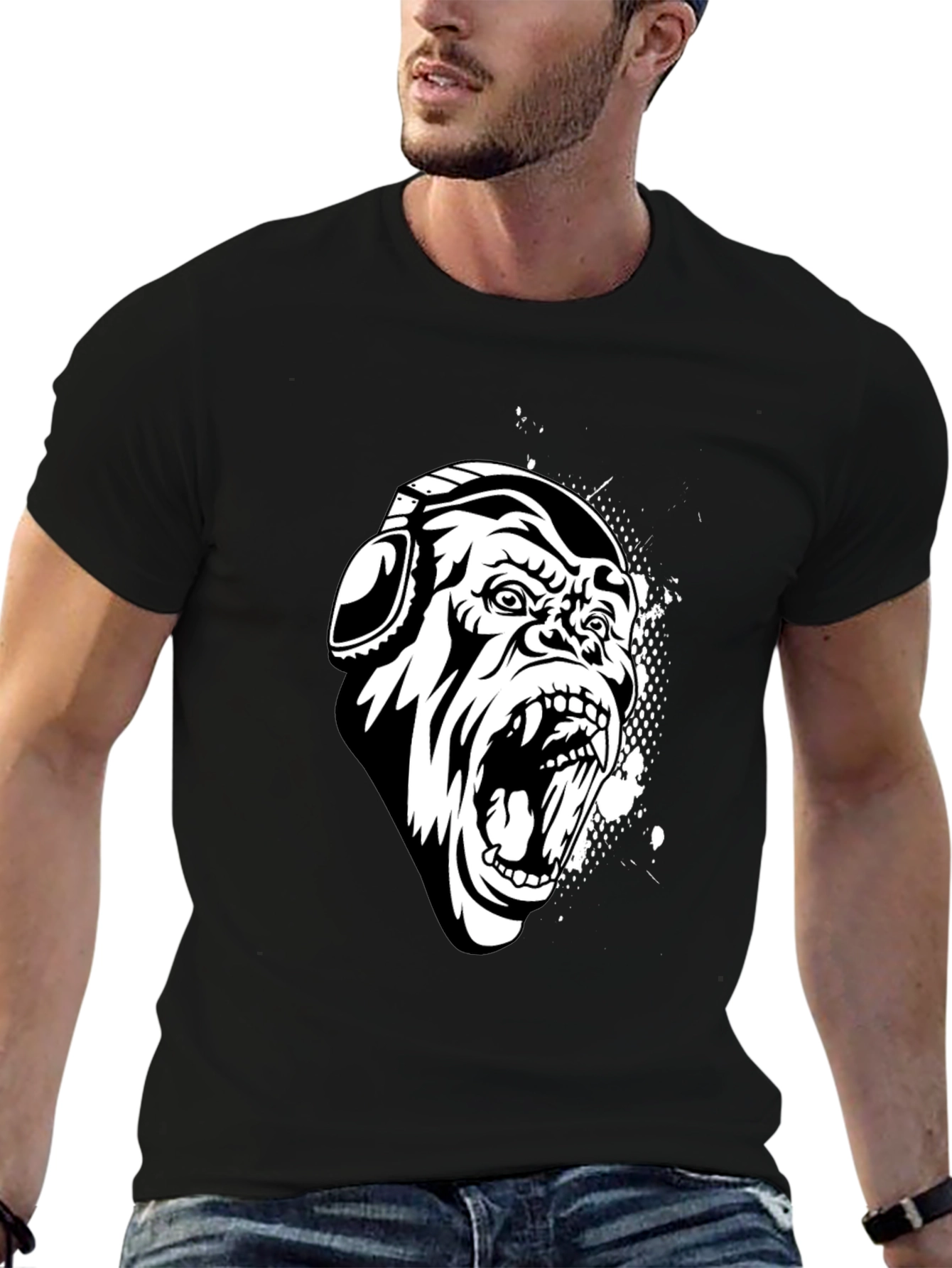 Black Gorilla Graphic Tee with Headphones