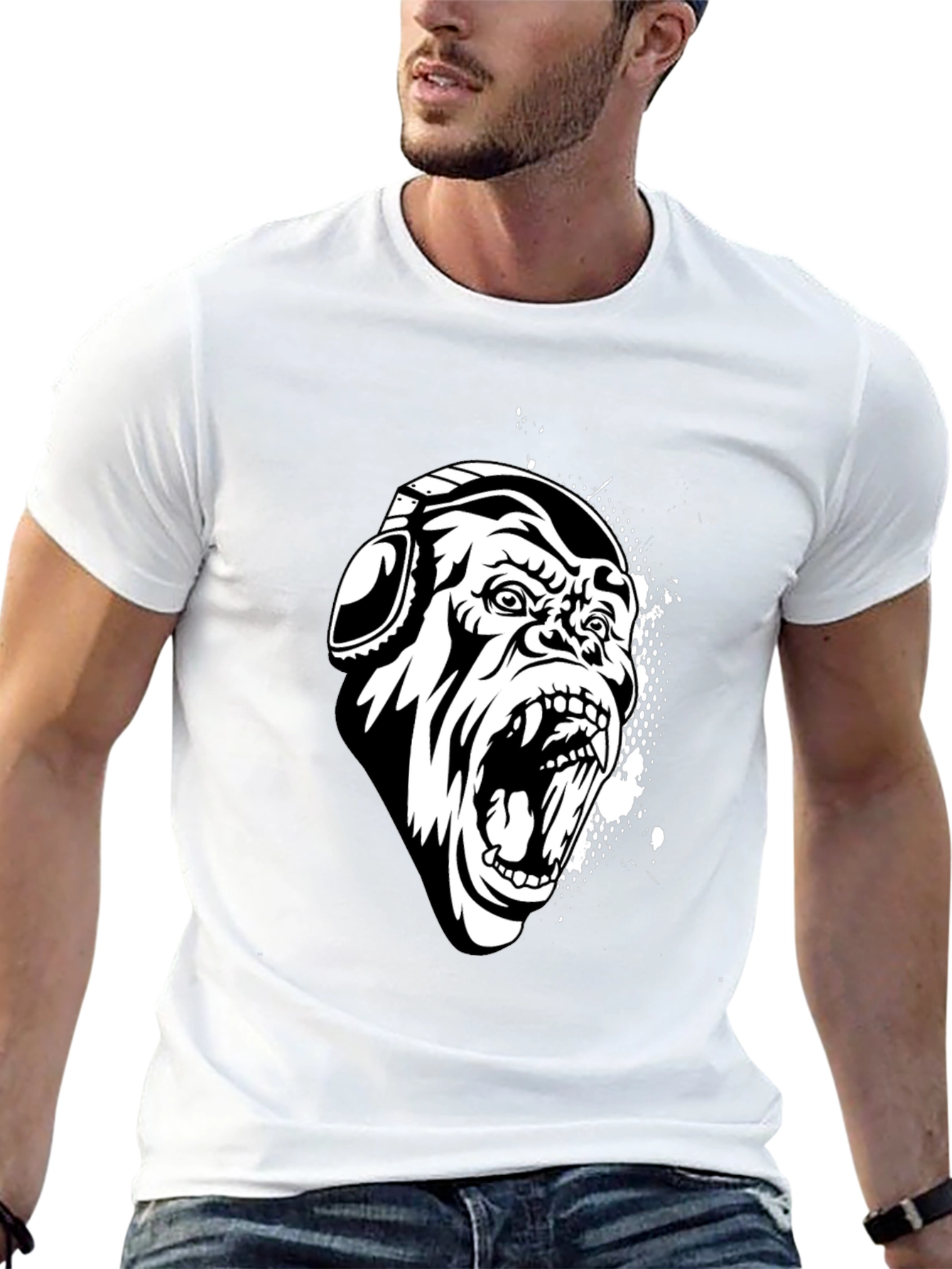 Black Gorilla Graphic Tee with Headphones