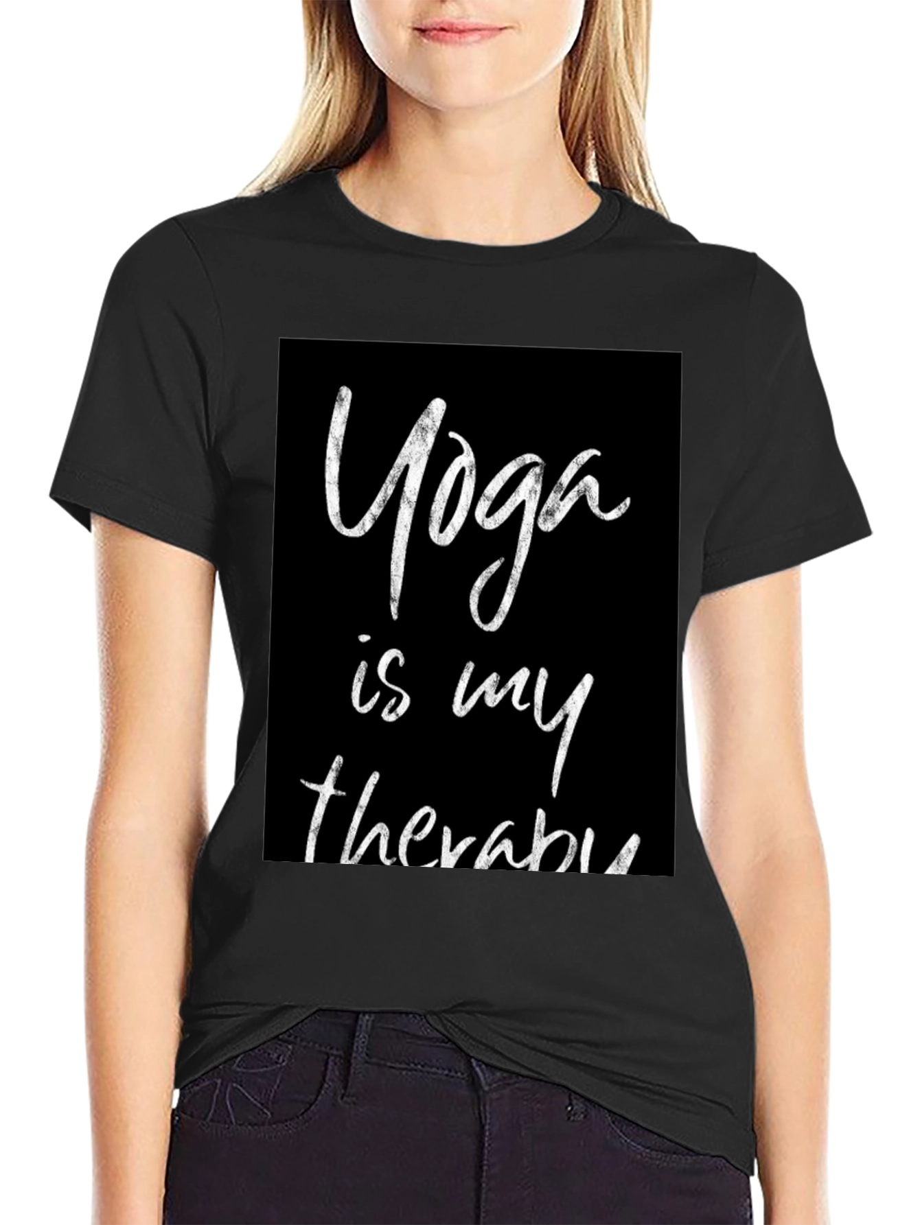 Yoga is My Therapy Black T-Shirt