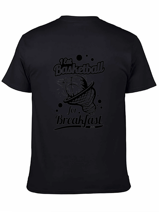 Basketball Breakfast Graphic T-Shirt - Stylish Mens Tee