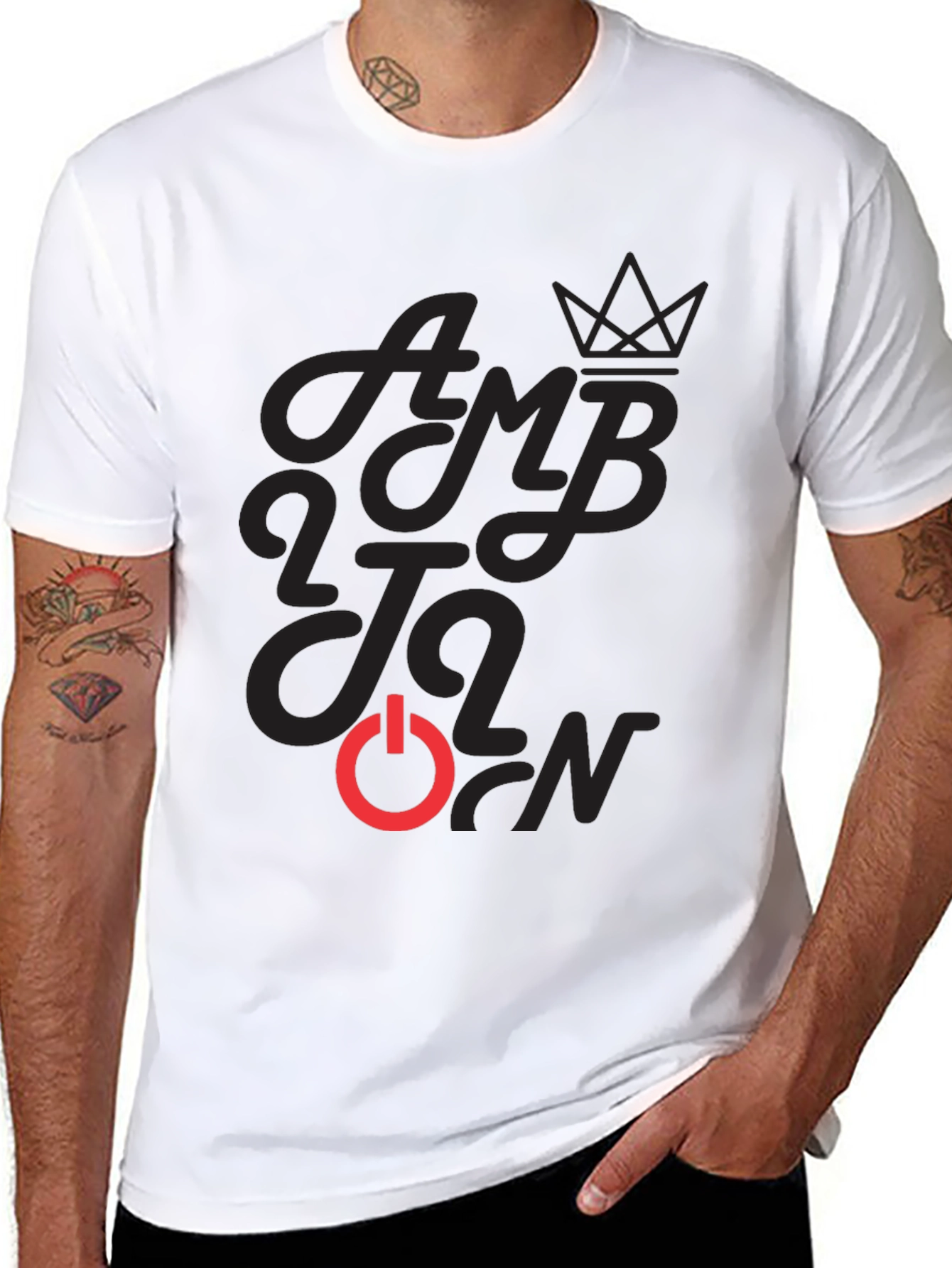 Ambition Power On Black Graphic T-Shirt