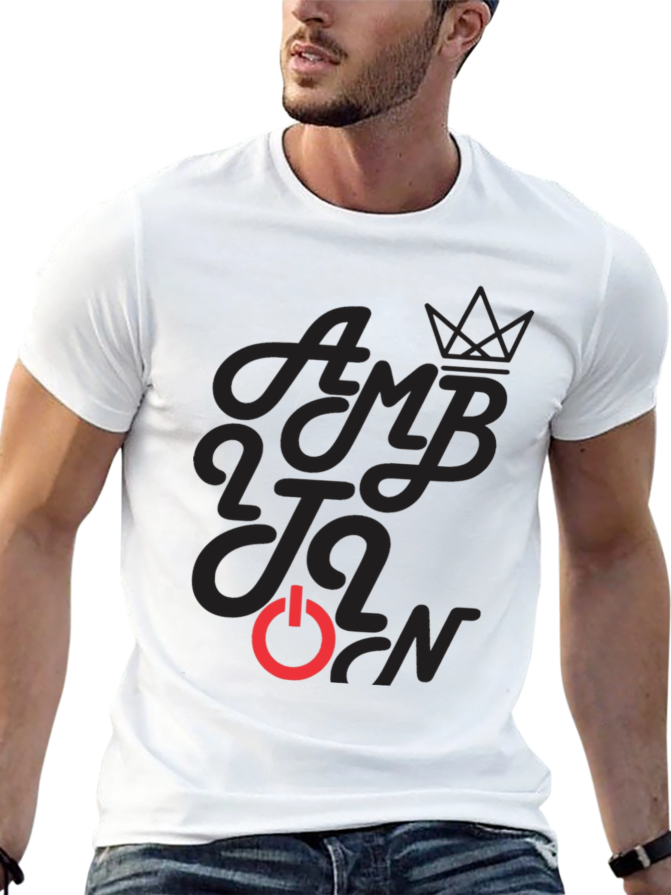 Ambition Power On Black Graphic T-Shirt