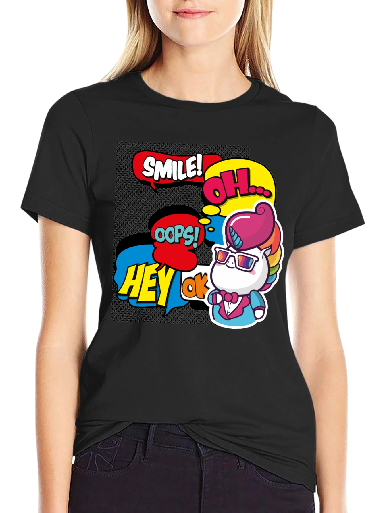 Comic Style Unicorn Graphic Tee