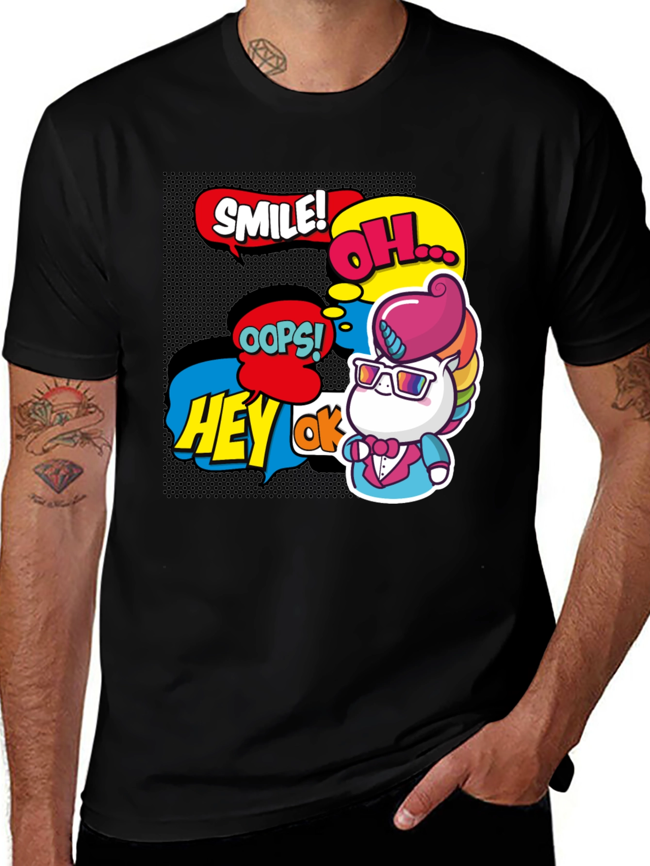 Comic Style Unicorn Graphic Tee