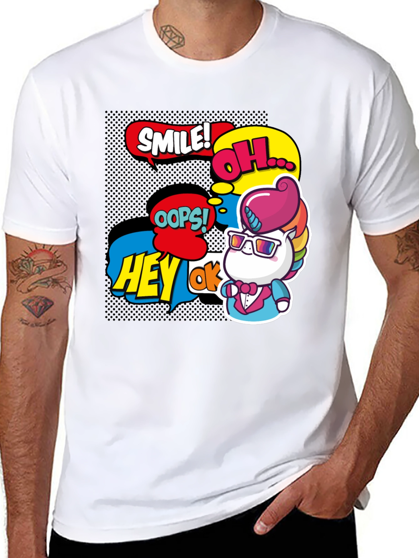 Comic Style Unicorn Graphic Tee