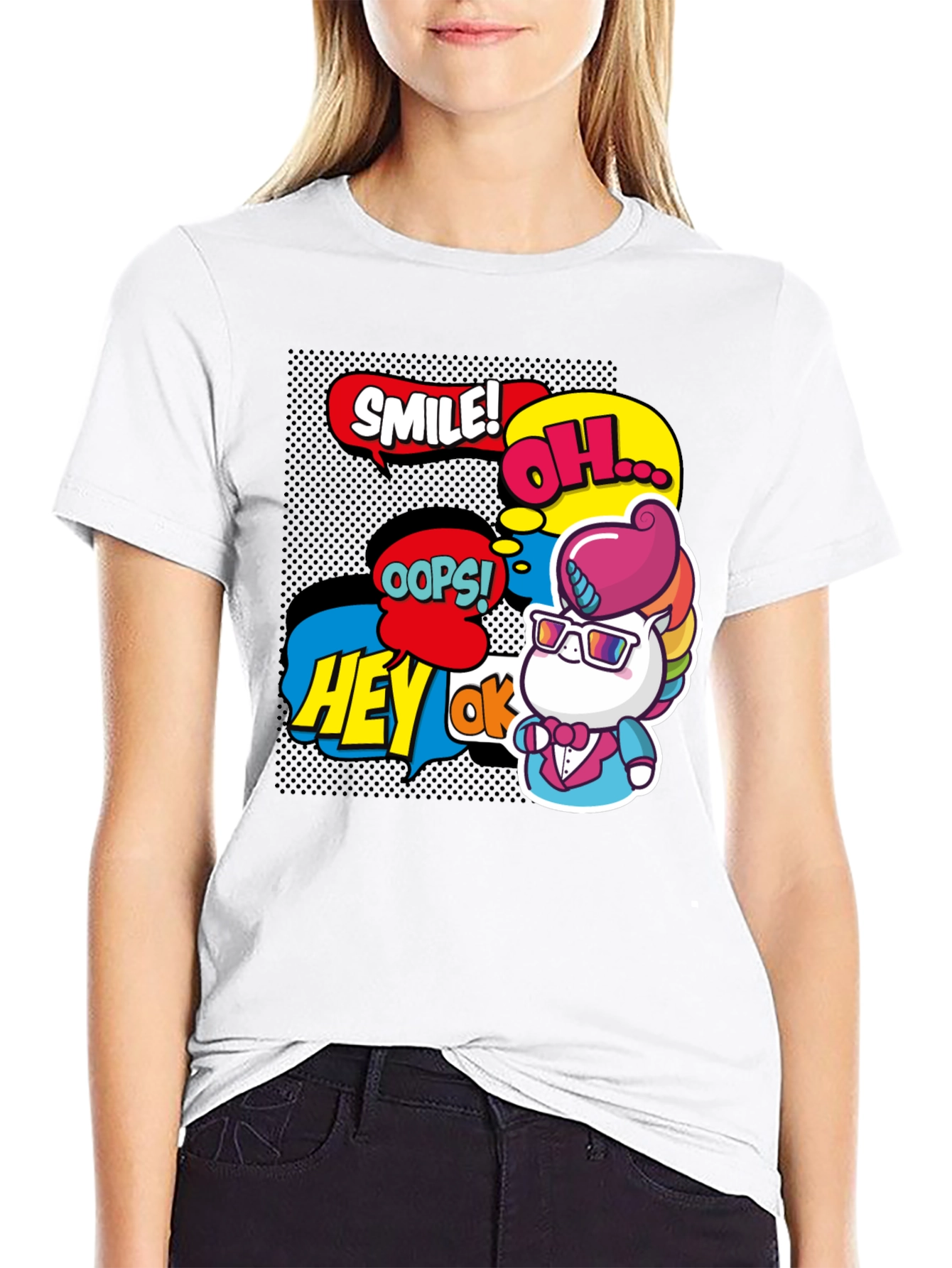 Comic Style Unicorn Graphic Tee