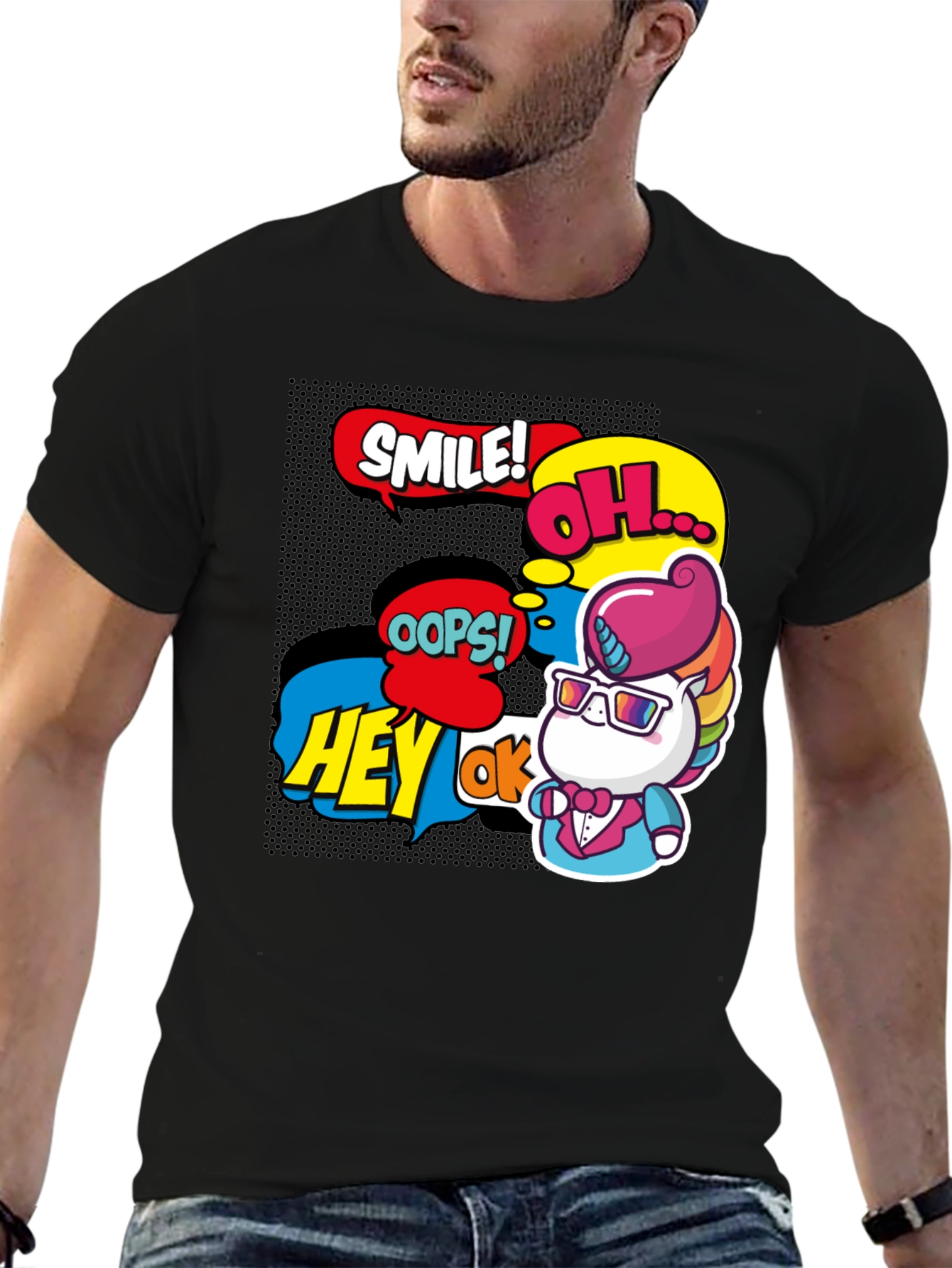 Comic Style Unicorn Graphic Tee