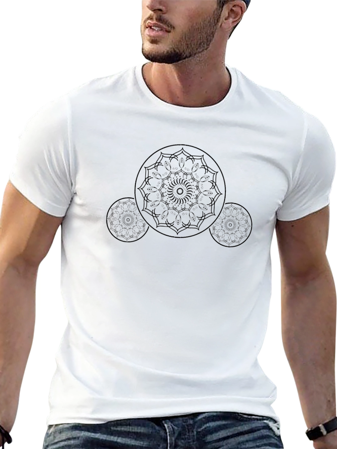 Black Mandala T-Shirt - Geometric Design