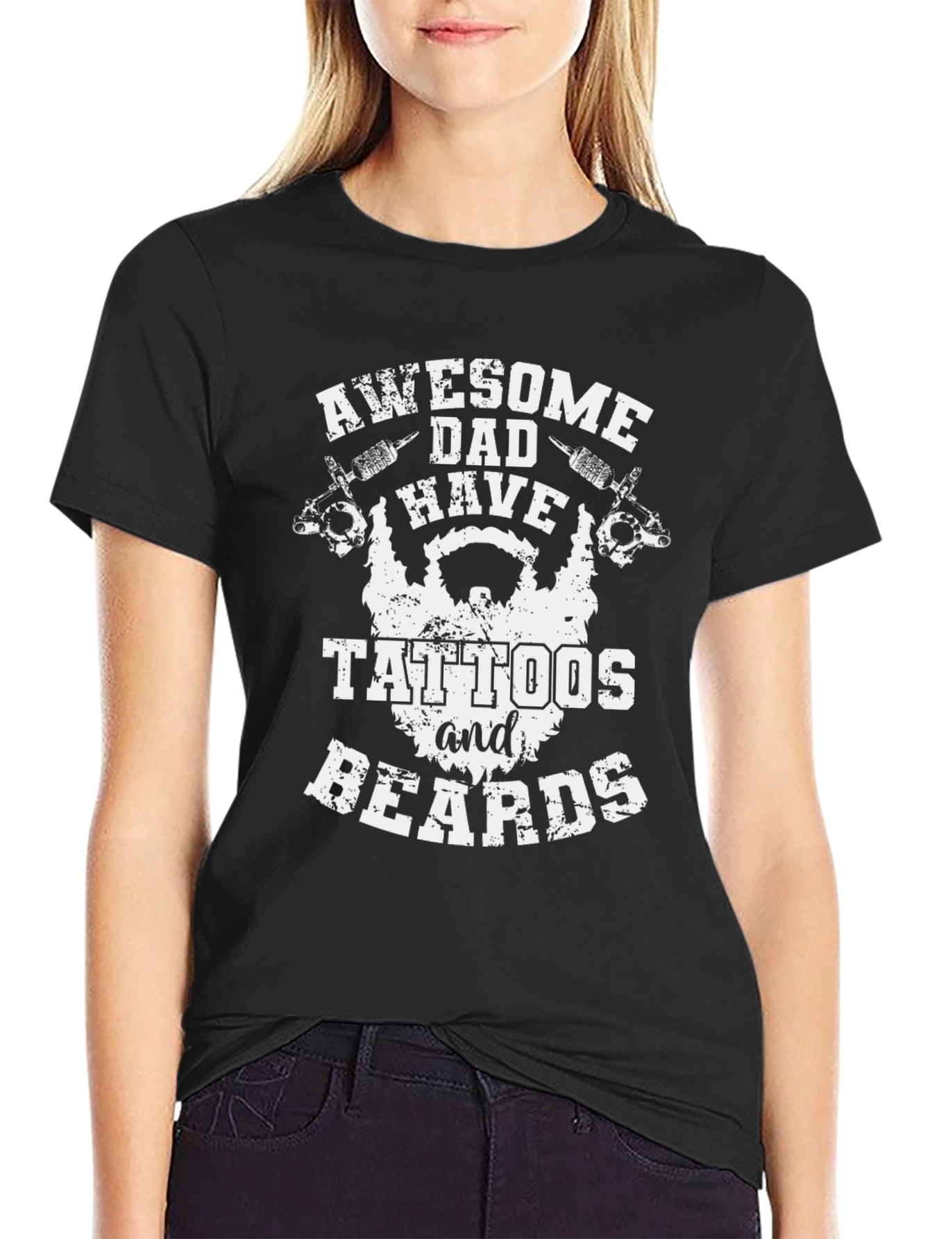 Awesome Dad Tattoos & Beards Graphic Tee