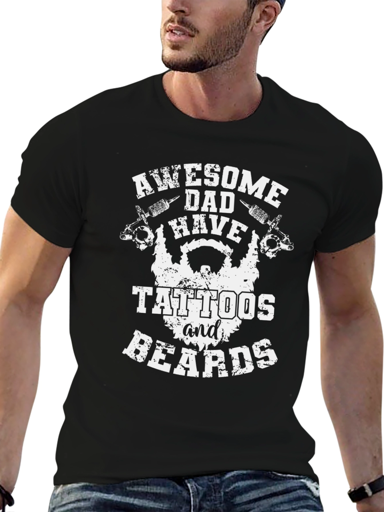 Awesome Dad Tattoos & Beards Graphic Tee