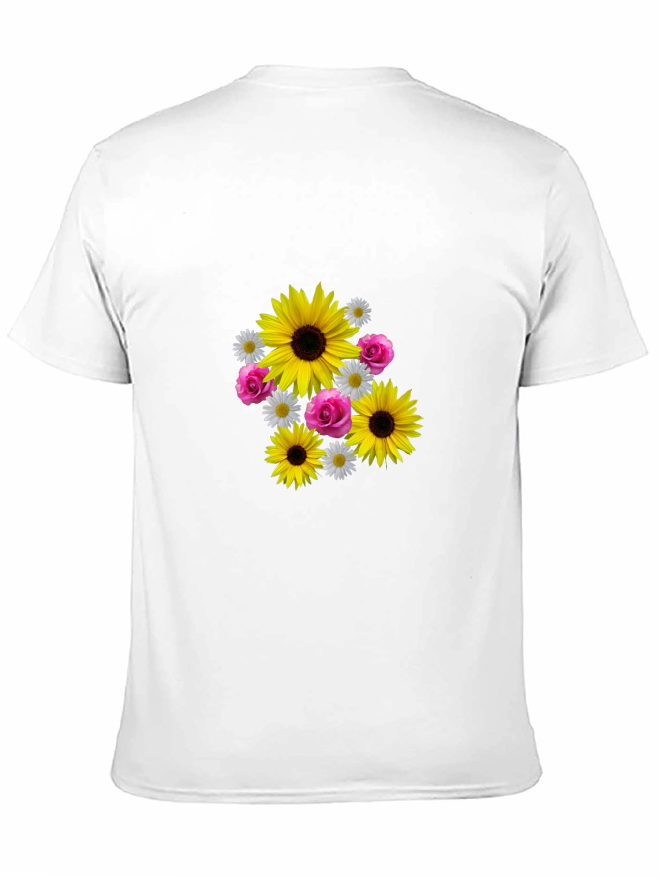 Sunflower Floral Graphic Tee - Casual Black T-Shirt
