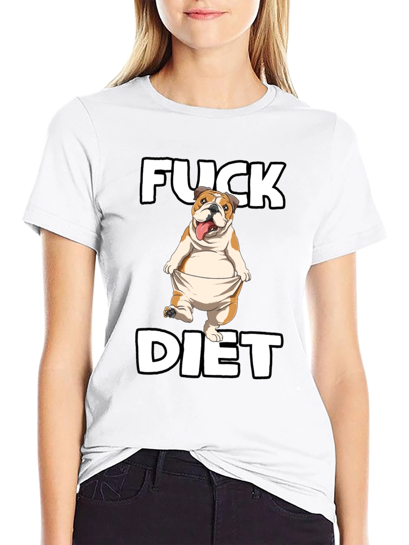 Funny Fuck Diet Bulldog Graphic T-Shirt