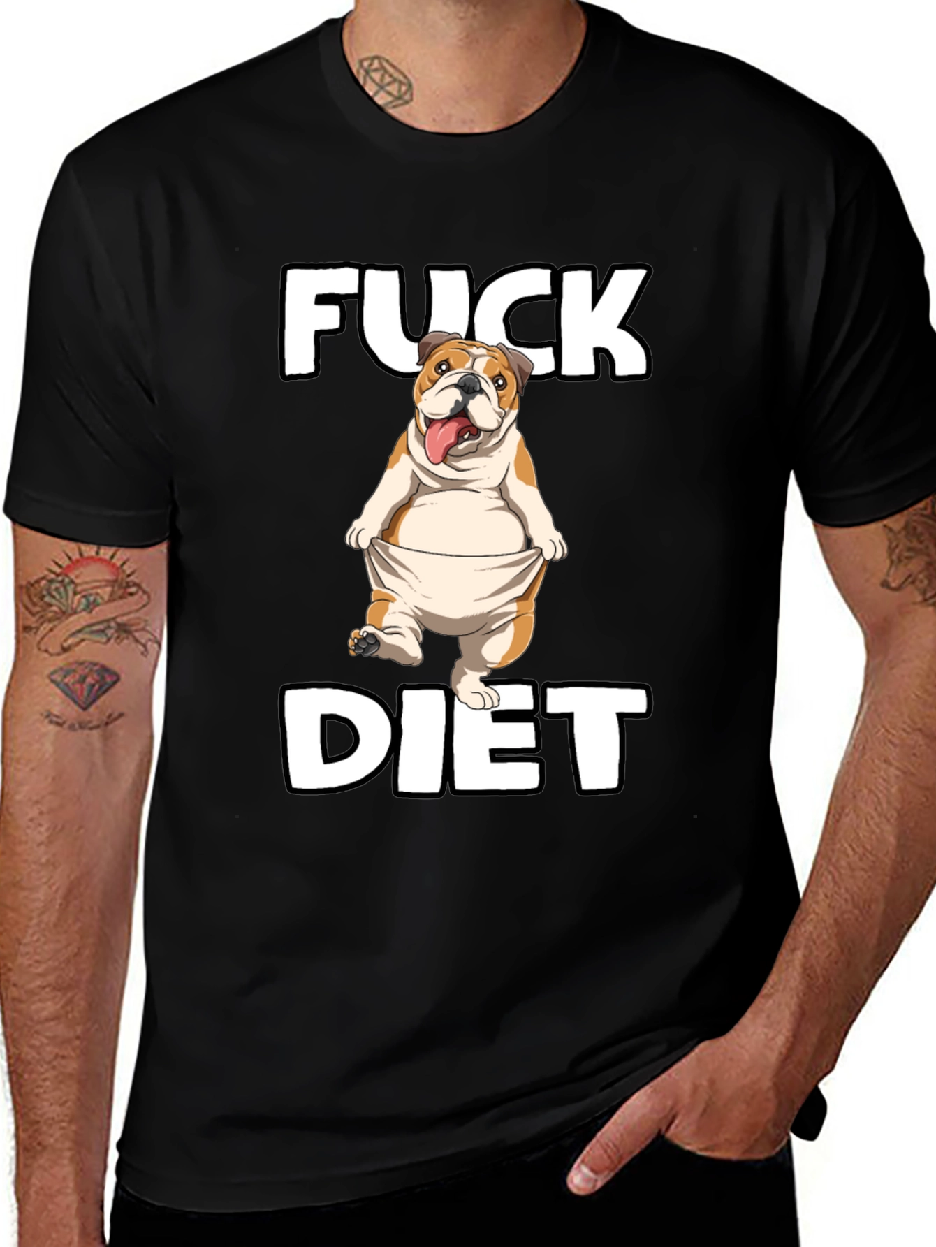 Funny Fuck Diet Bulldog Graphic T-Shirt