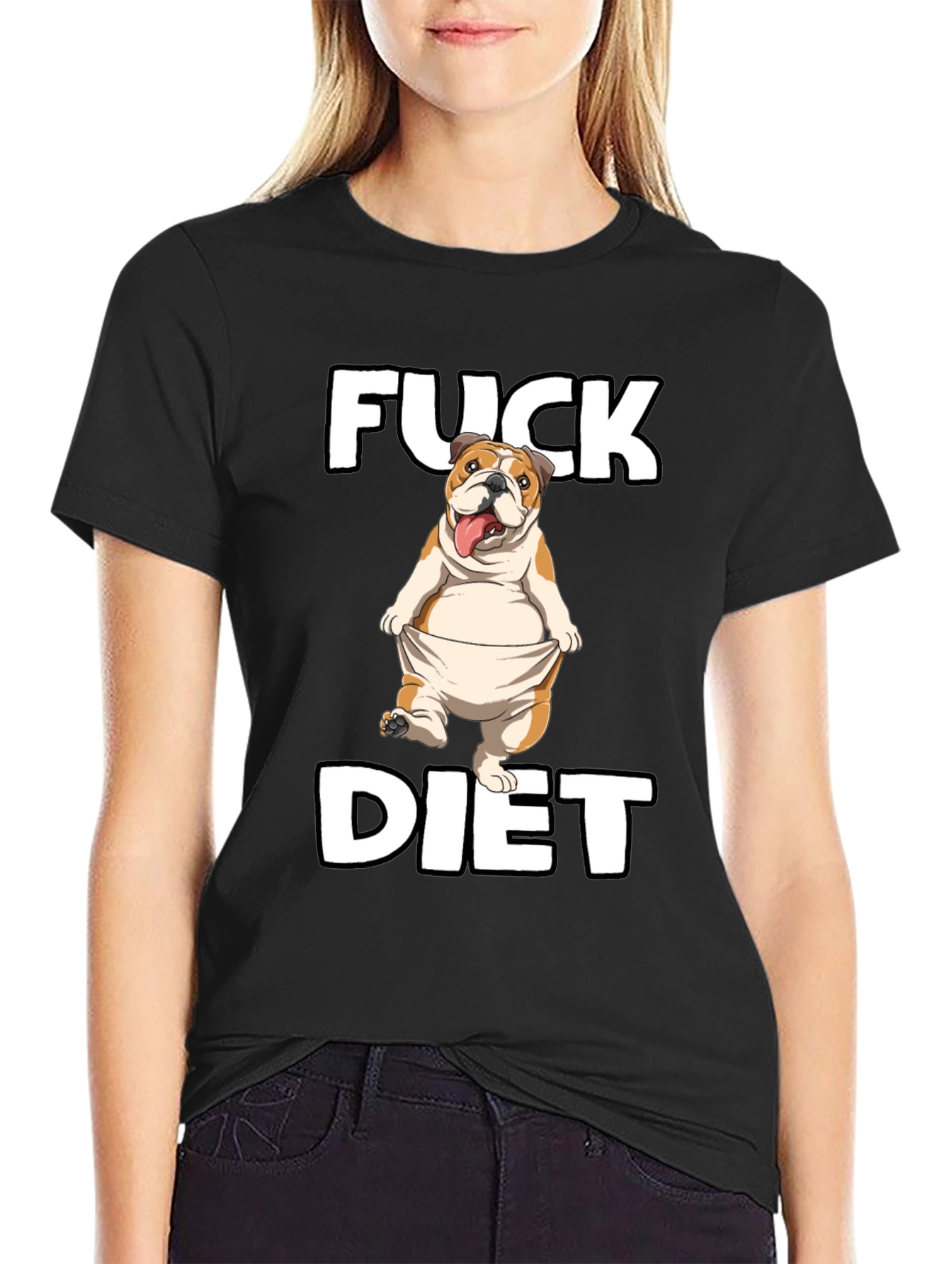 Funny Fuck Diet Bulldog Graphic T-Shirt