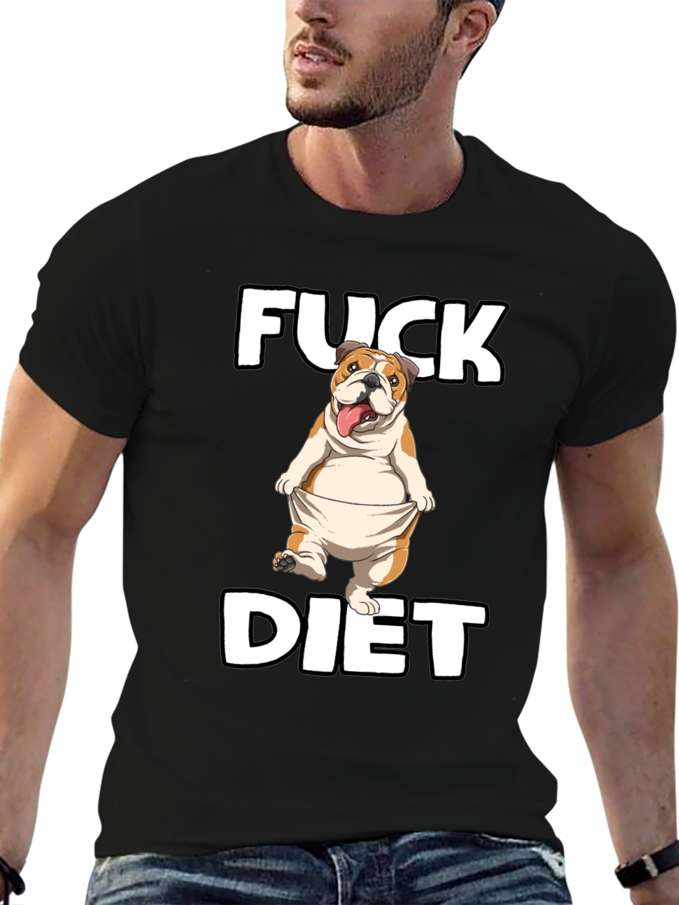 Funny Fuck Diet Bulldog Graphic T-Shirt