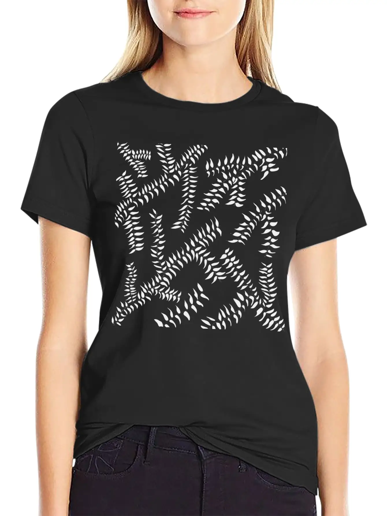 Dark Leaves Black Unisex Casual T-Shirt – Clean Design For Daily Comfort