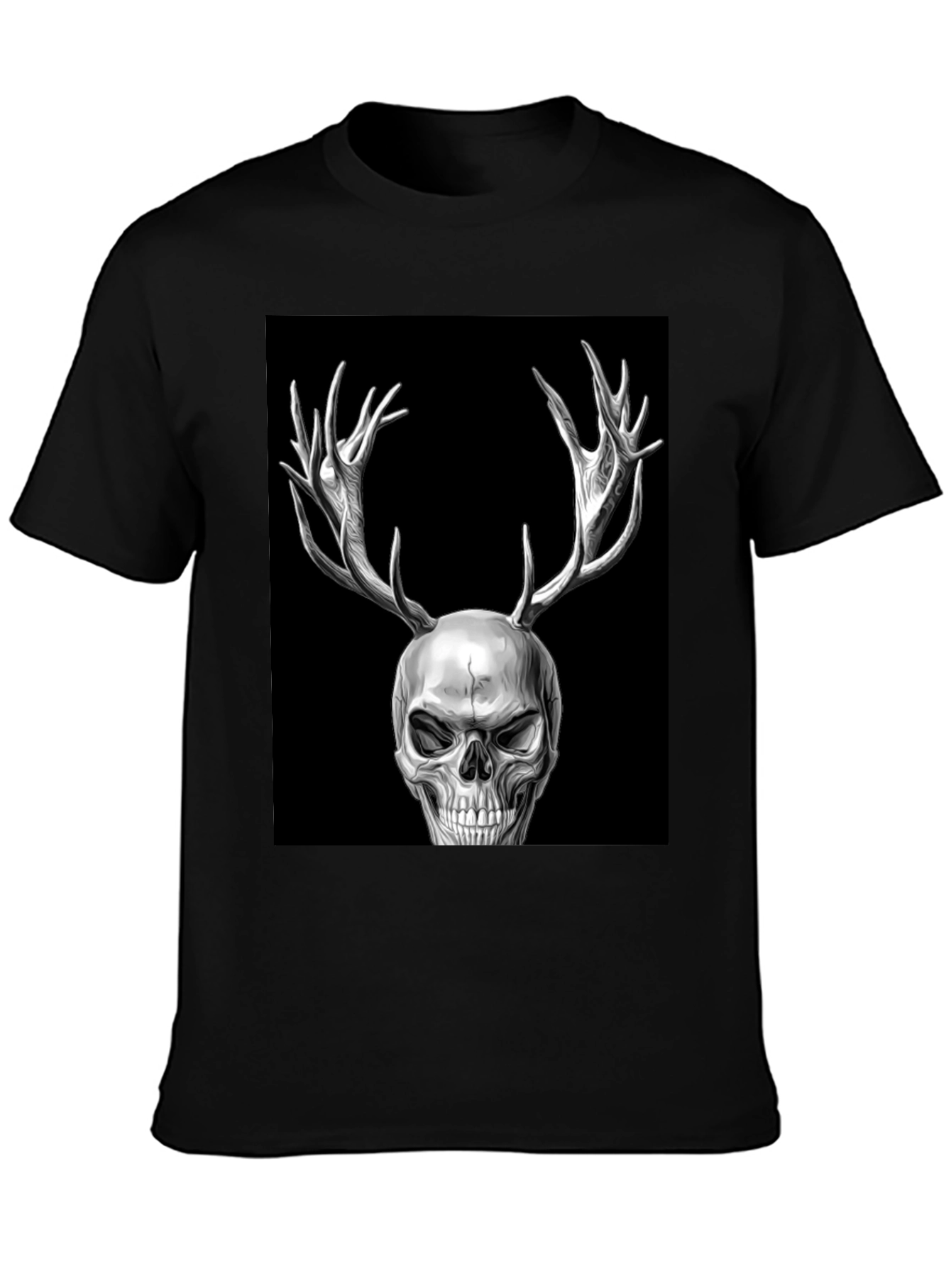 Skull with Antlers Graphic T-Shirt
