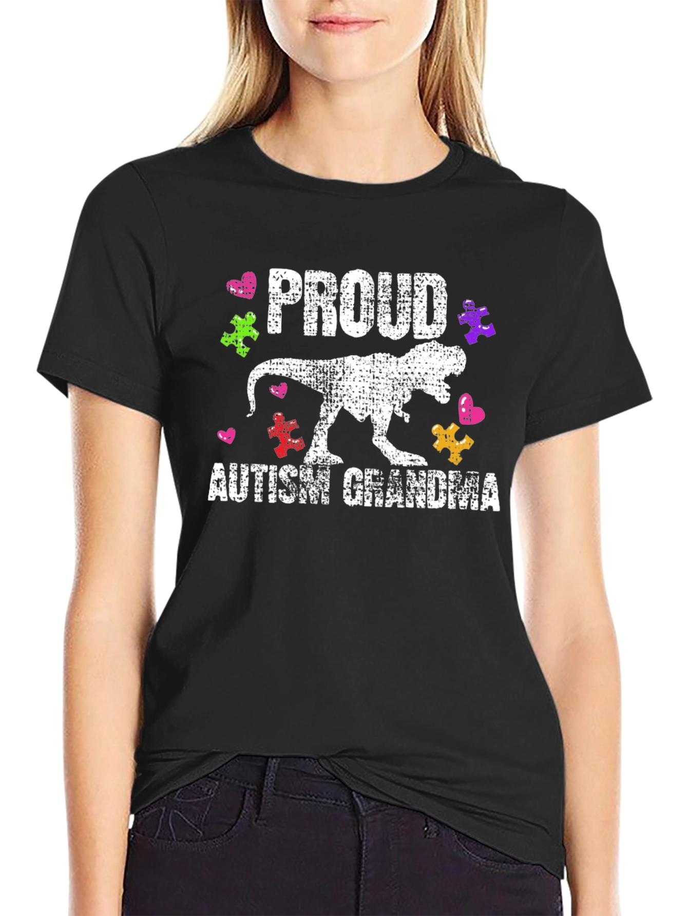 Proud Autism Grandma T-Rex T-Shirt