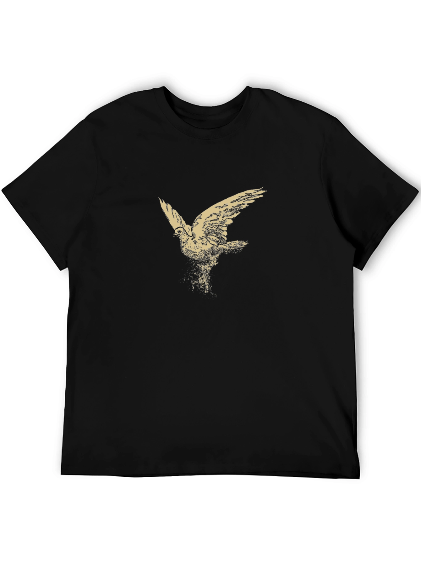 Mens Black T-Shirt with Bird Print