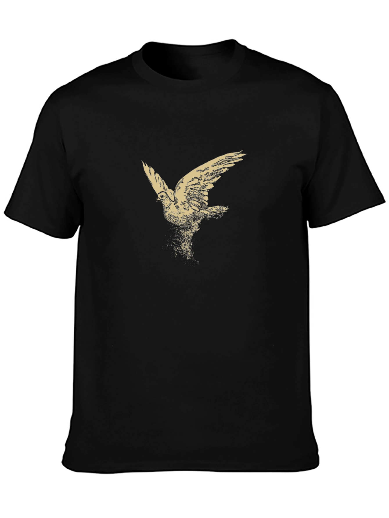 Mens Black T-Shirt with Bird Print