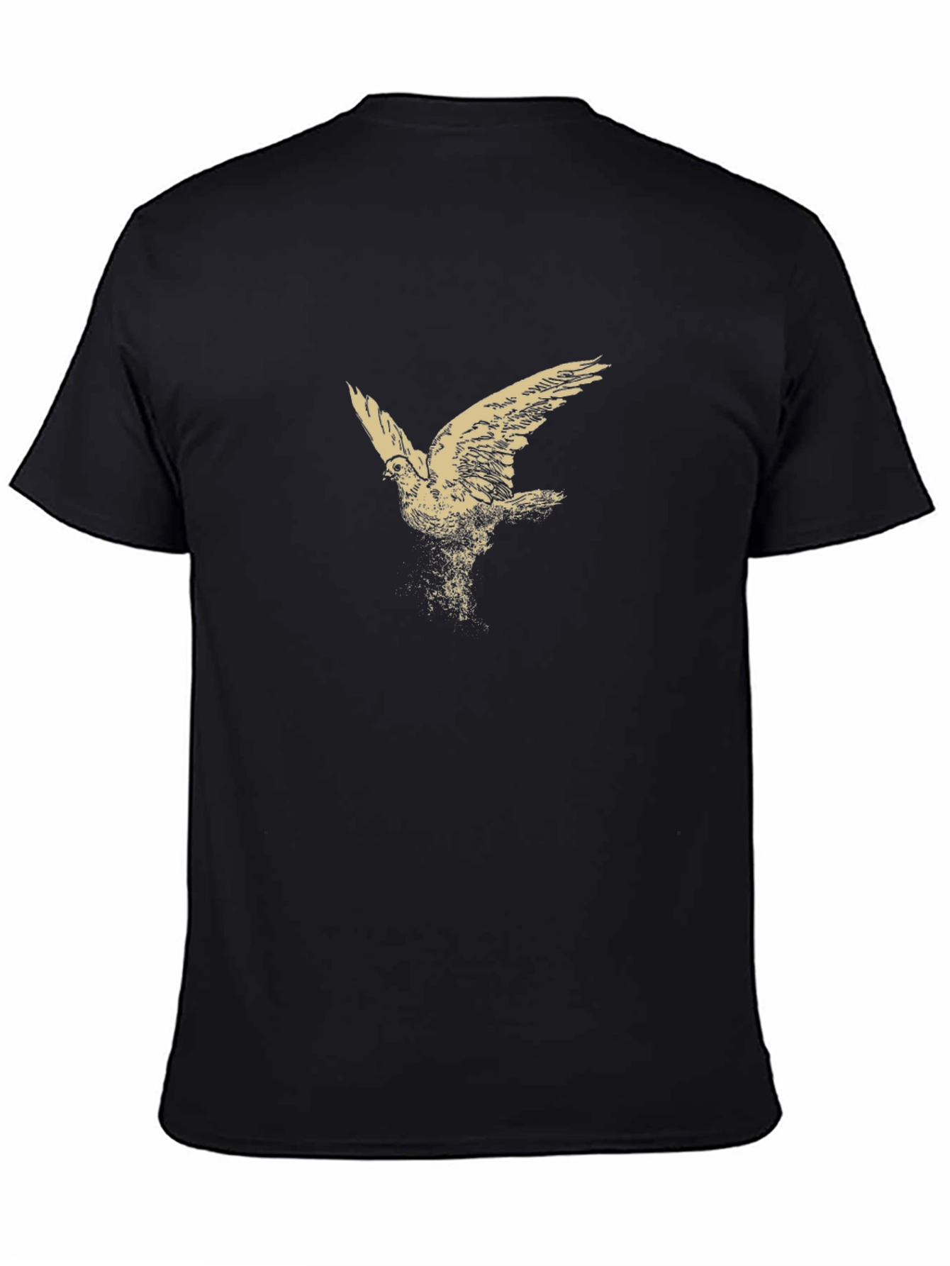 Mens Black T-Shirt with Bird Print