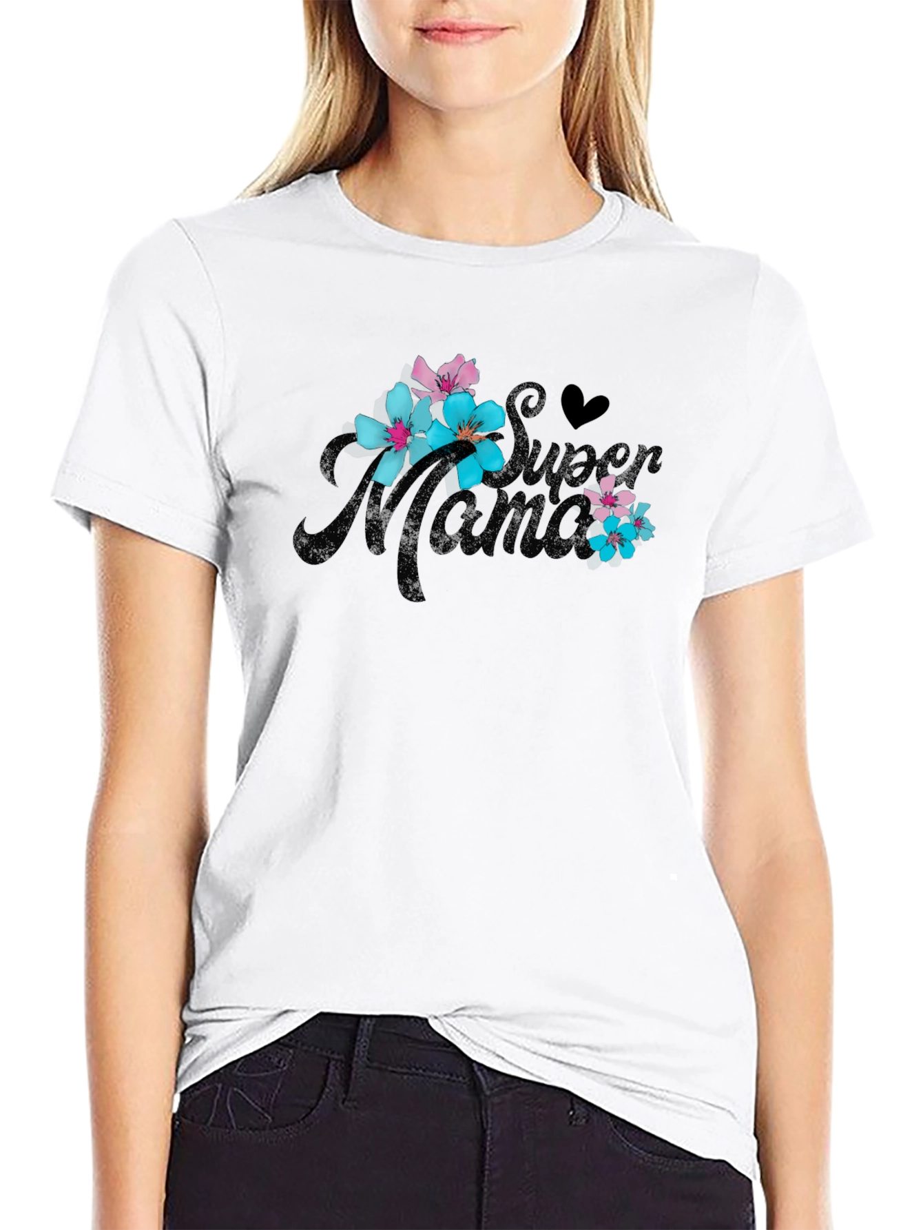 Super Mama Floral T-Shirt - Black