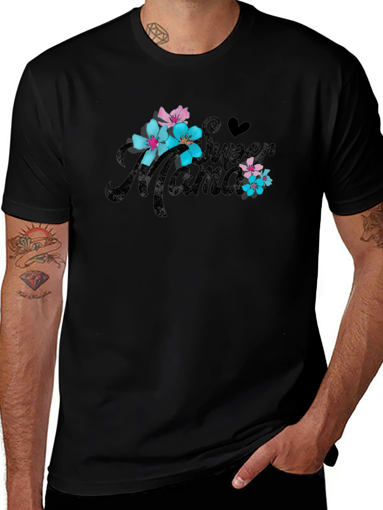 Super Mama Floral T-Shirt - Black