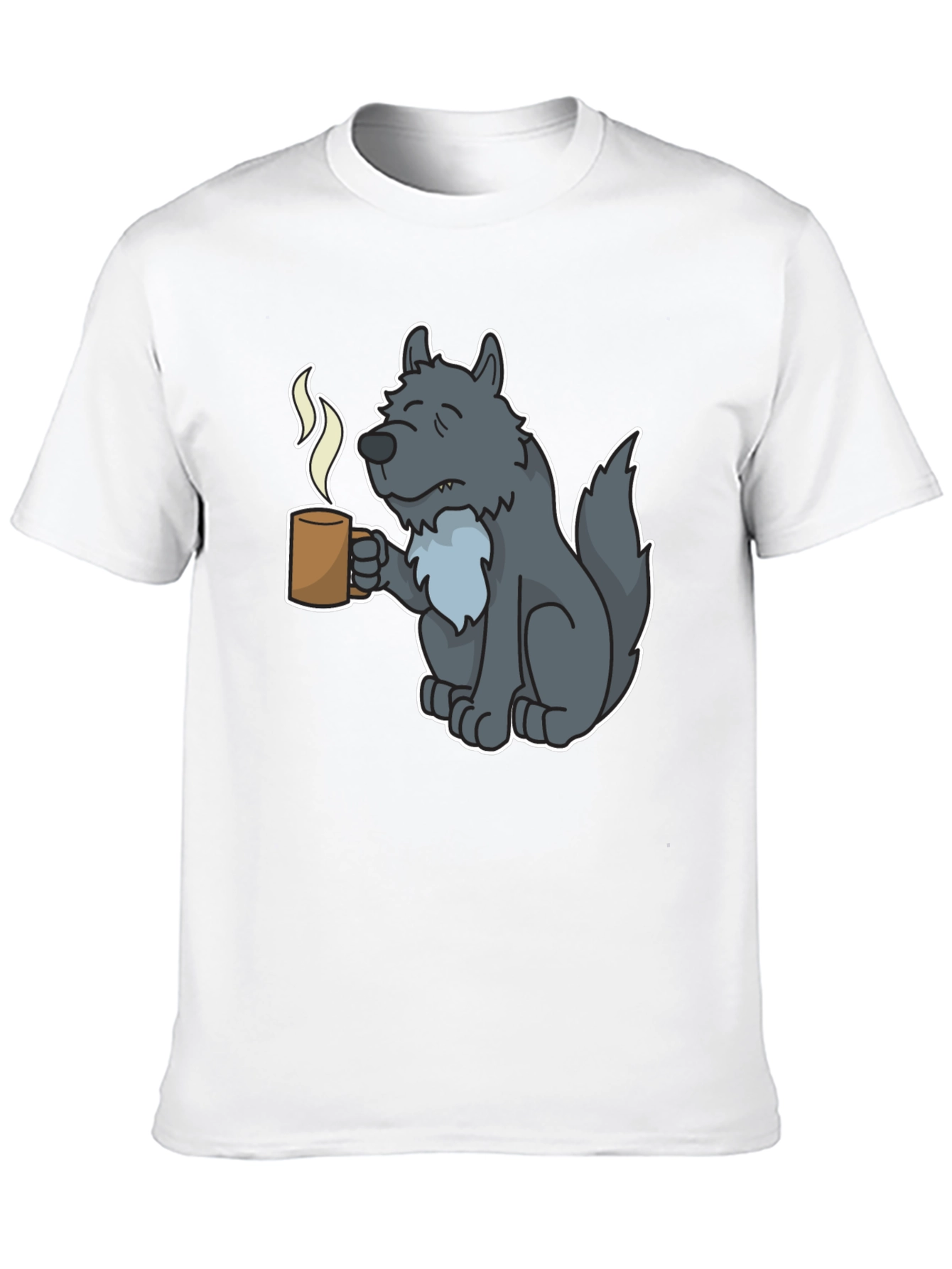 Wolf Coffee T-Shirt - Unique Cartoon Design