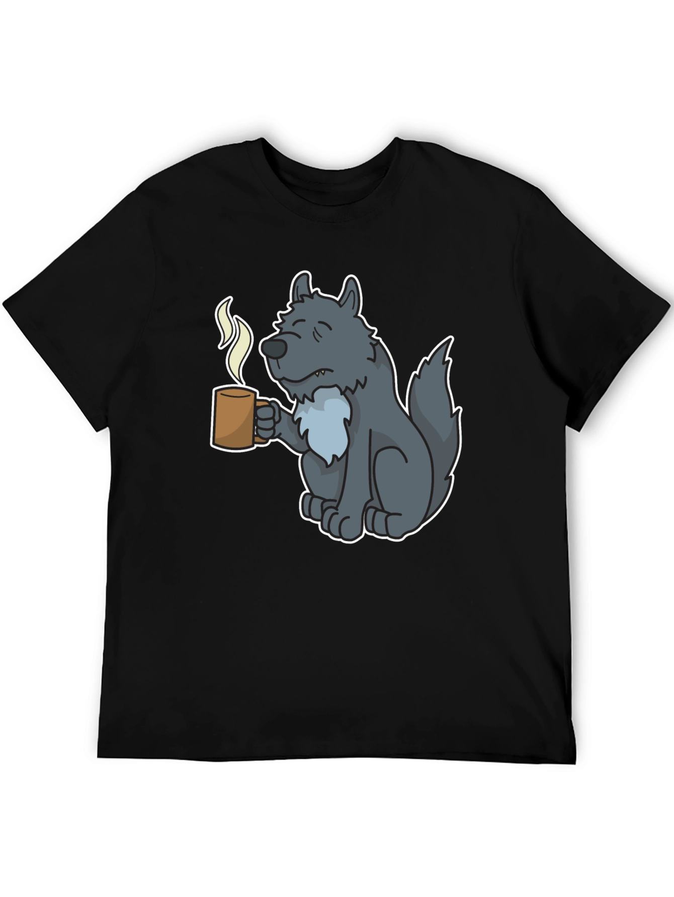 Wolf Coffee T-Shirt - Unique Cartoon Design